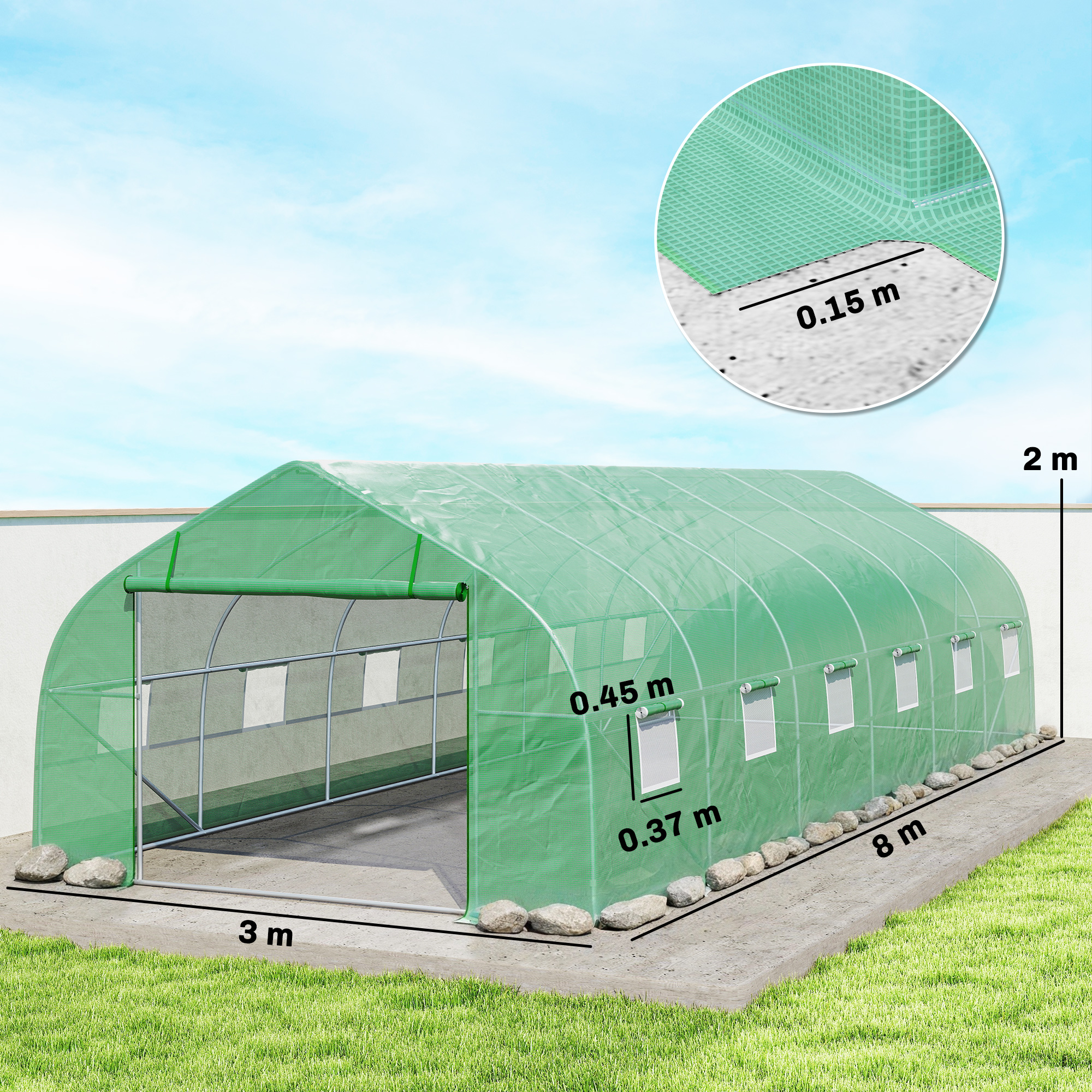  Sera Tunel Gradina - PE, Usa cu Fermuar & Ferestre Ventilatie [2]