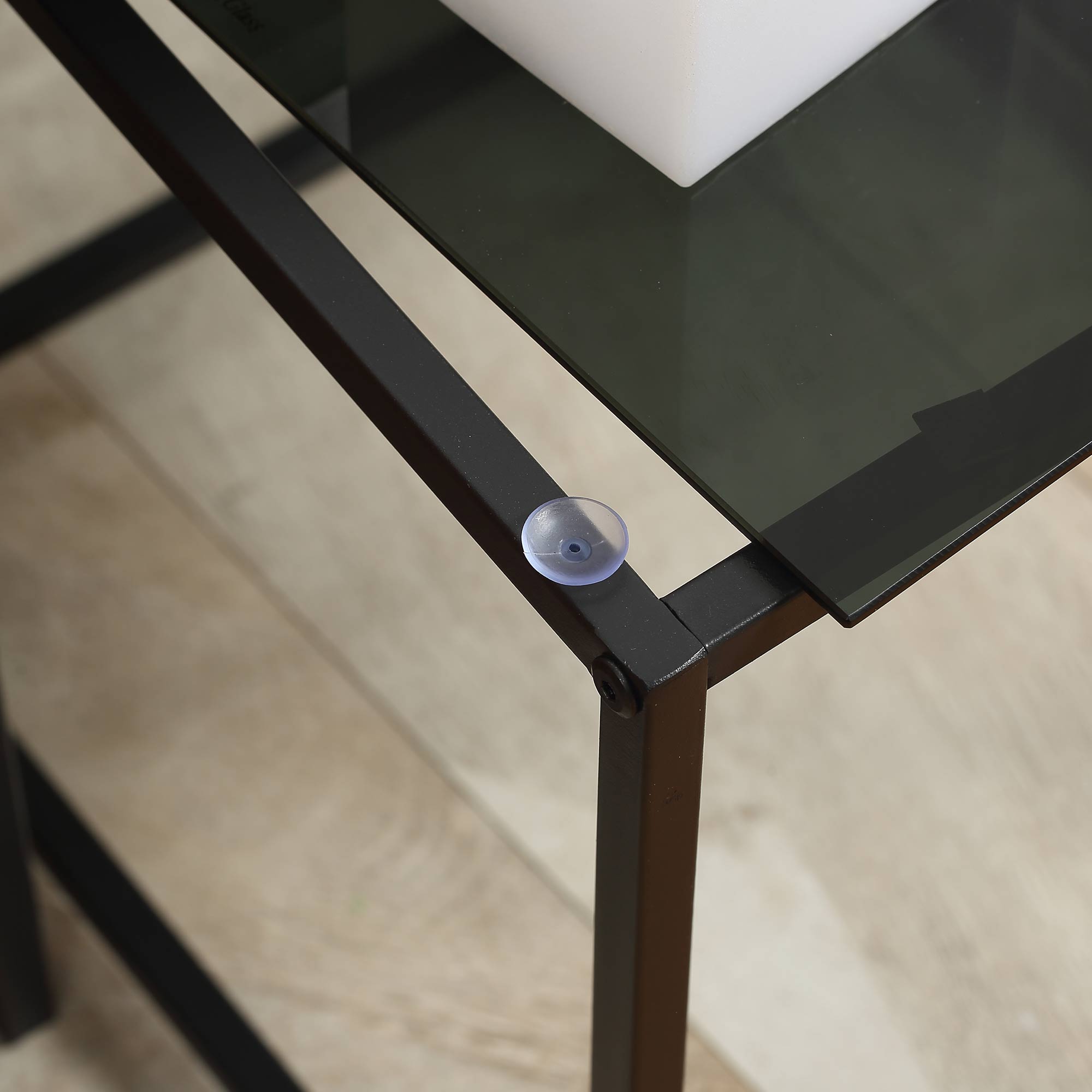  Set 2 Masute pentru Sufragerie Moderne din Otel si Sticla Securizata - Negru [8]