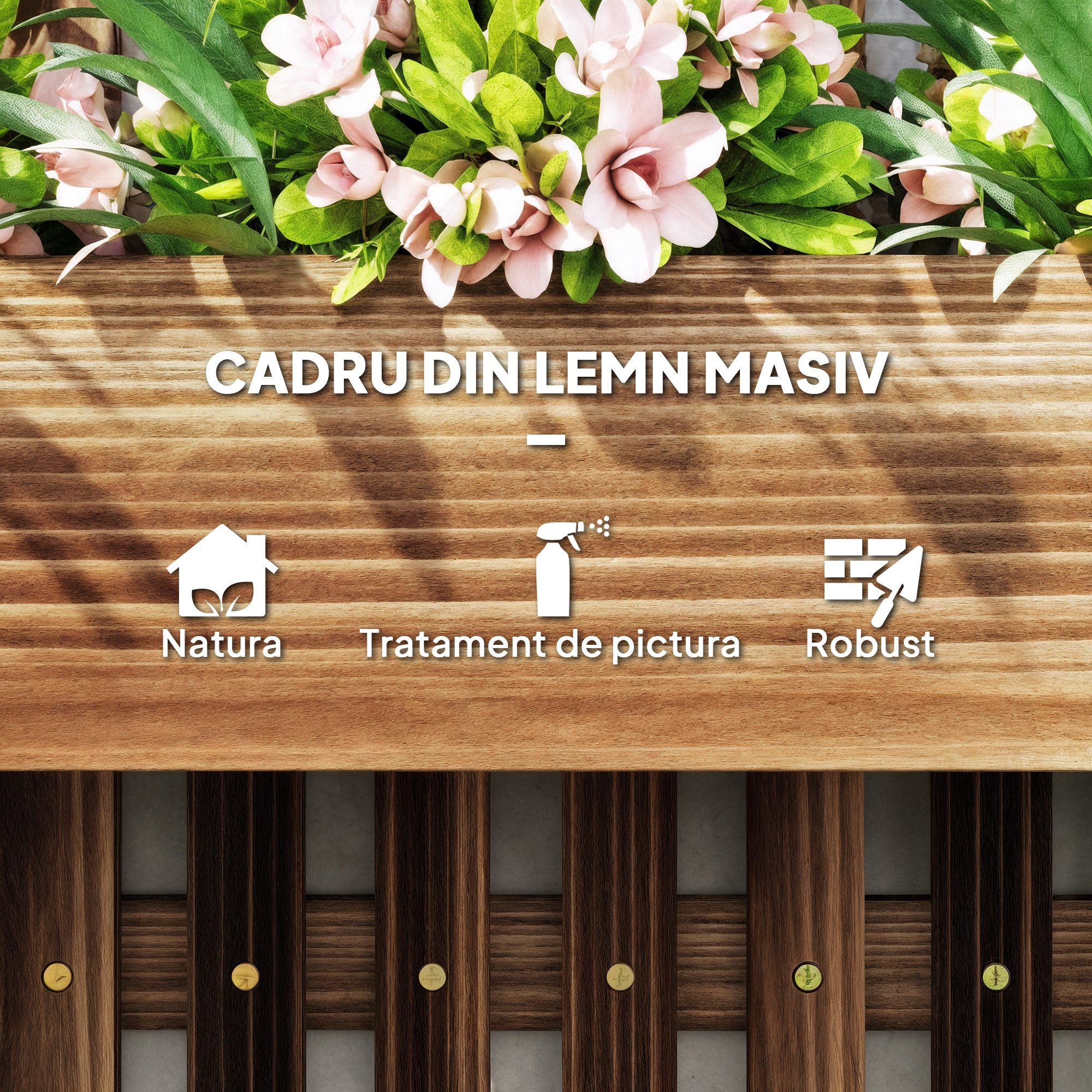  Ghiveci Vertical cu Scanduri si 3 Vase Detasabile, din Lemn de Brad, 60x16x80 cm, Maro Ars [7]