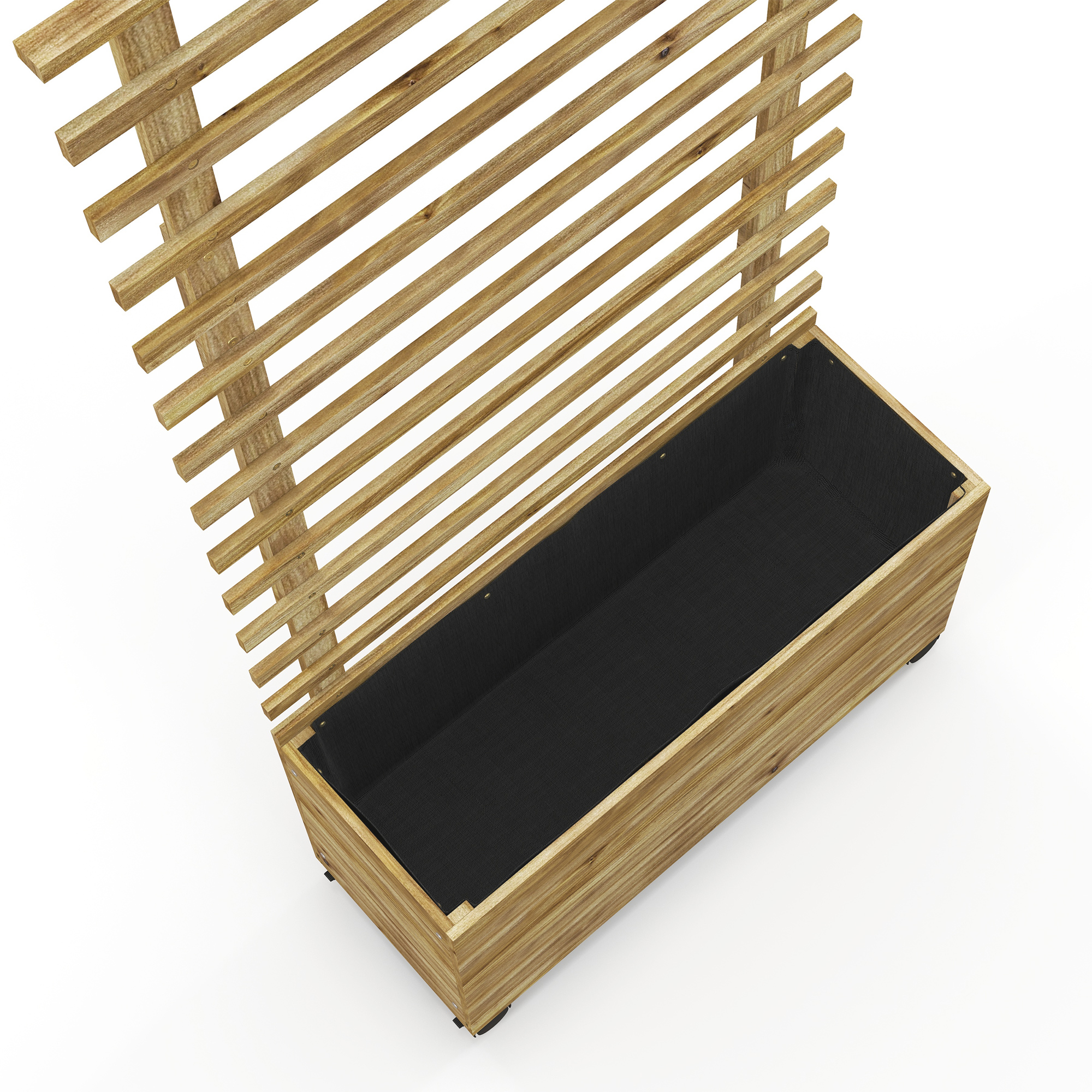  Jardiniera inaltata verticala cu 4 roti si suport pentru plantele cataratoare, din  lemn de brad, 76x30x155cm, alb [8]