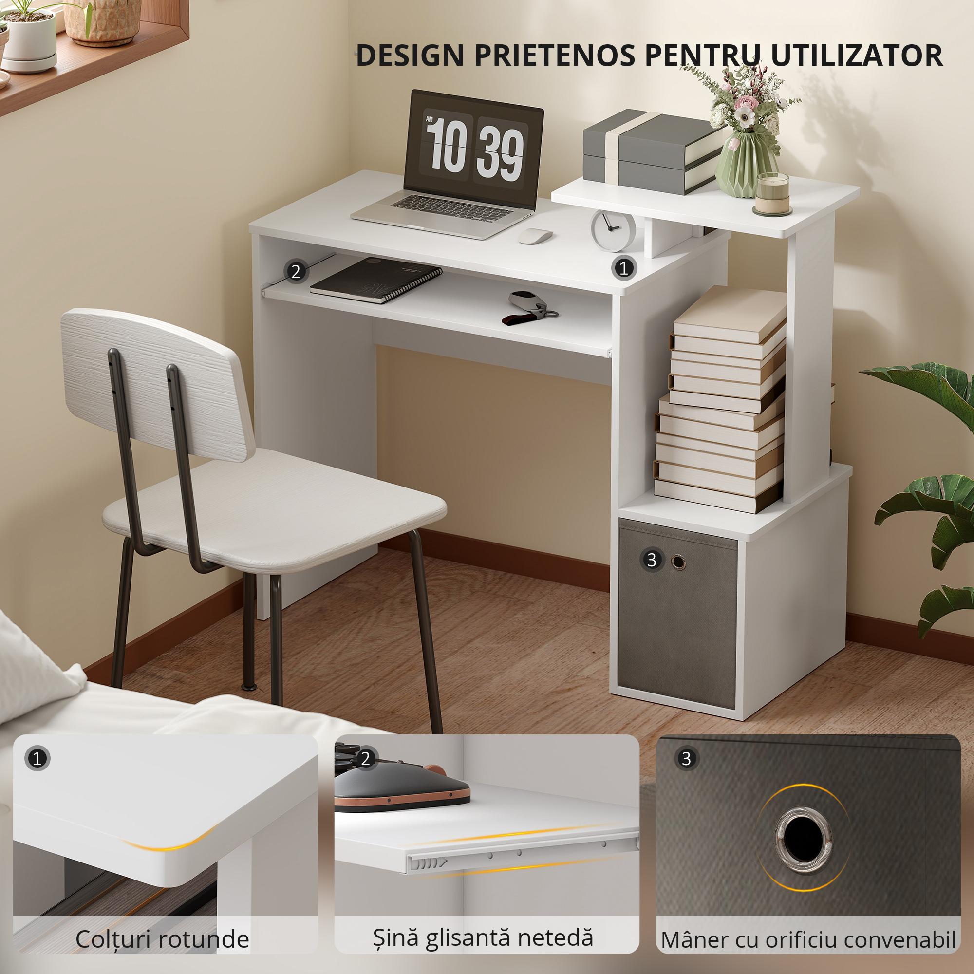  Birou Modern pentru PC - Cu Blat, Sertar & Suport Tastatura [4]