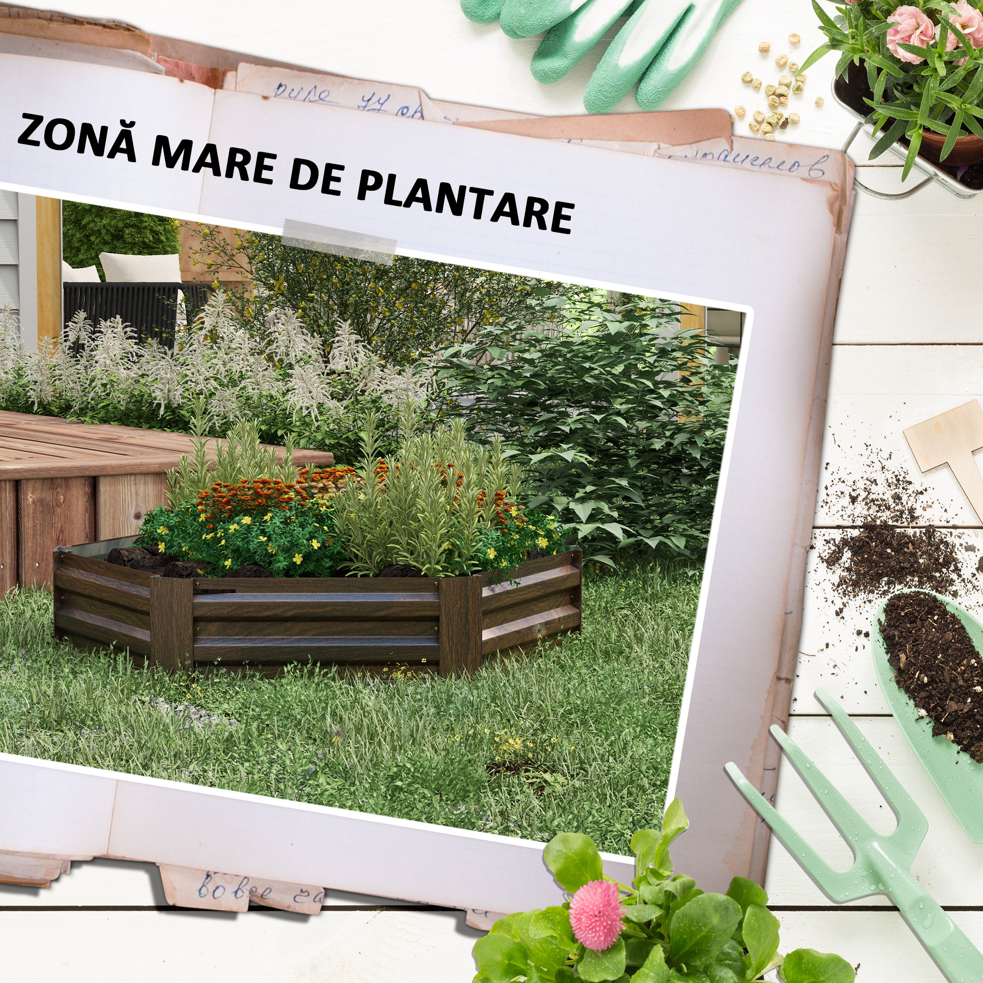  Pat Galvanizat Inaltat pentru Gradina, Cutie de Plantare [3]
