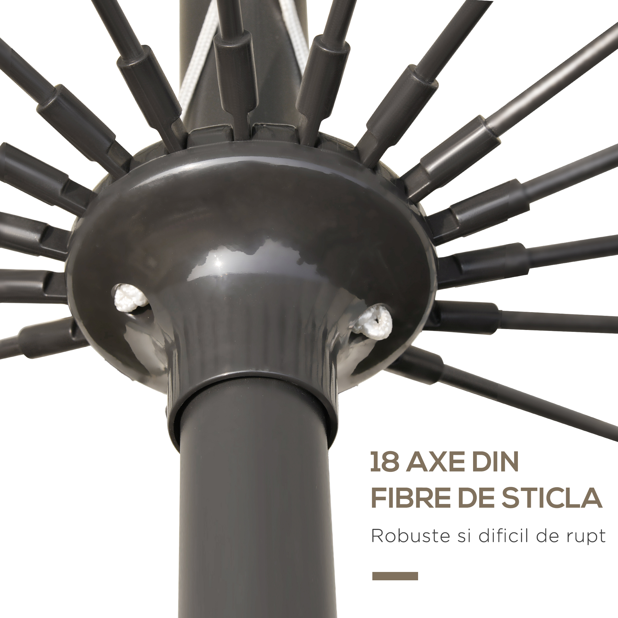  Umbrela de Gradina sau Terasa cu manivela Ф255cm Reglabila, Crem Alb [6]