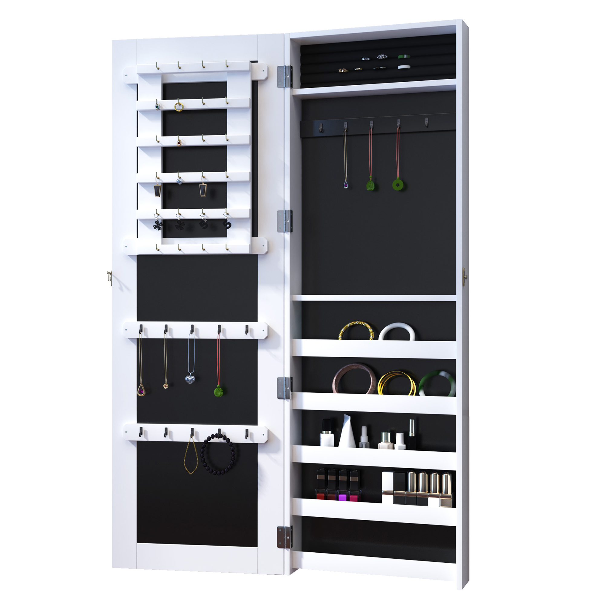  dulap bijuterii cu oglinda, 37x9.5x121 cm, neagra [7]