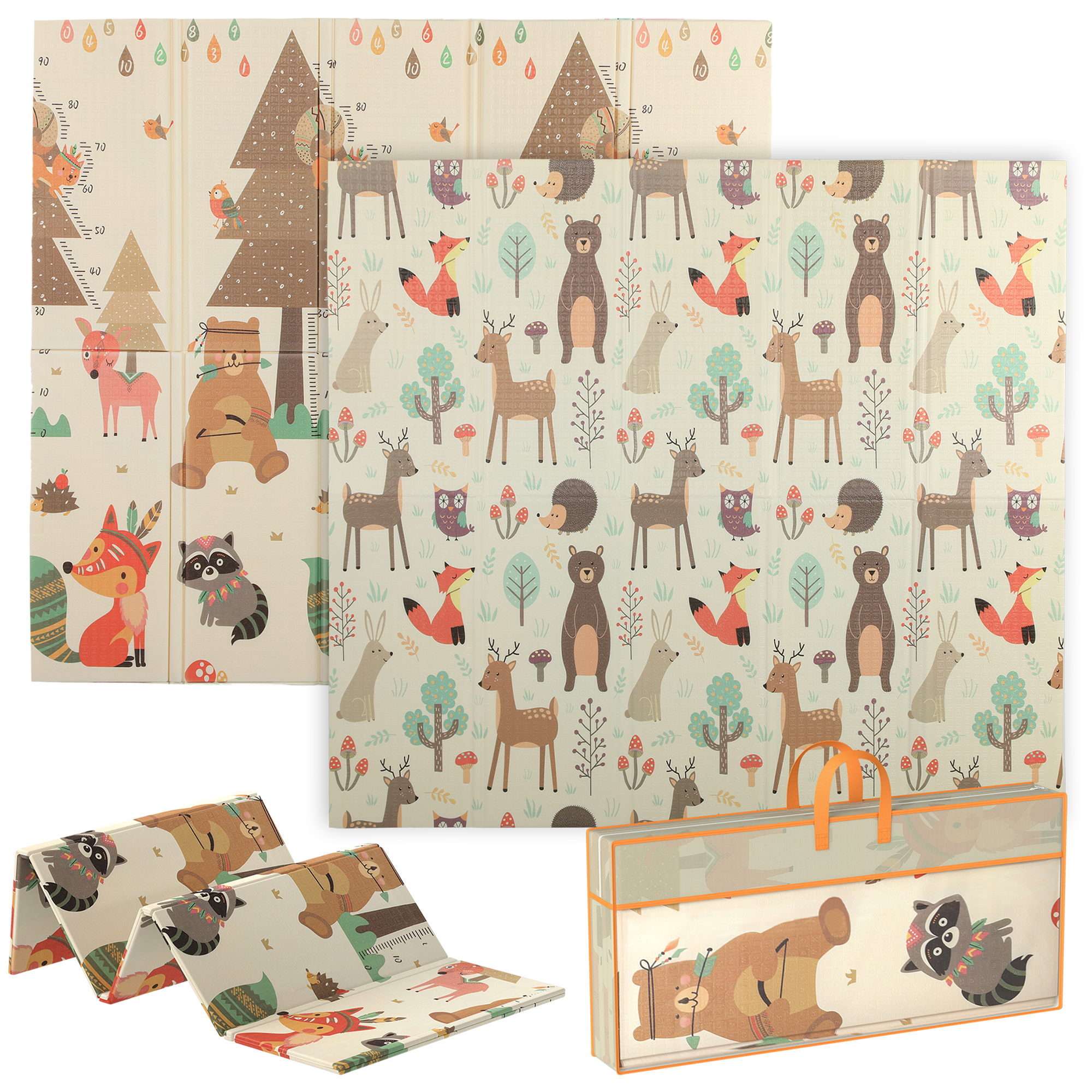 Dormitor & birou - Covoras  pentru Copii 0-6 Ani cu Tema Padure si Suprafata Impermeabila din XPE, Multicolor, 196x176x1.5 cm