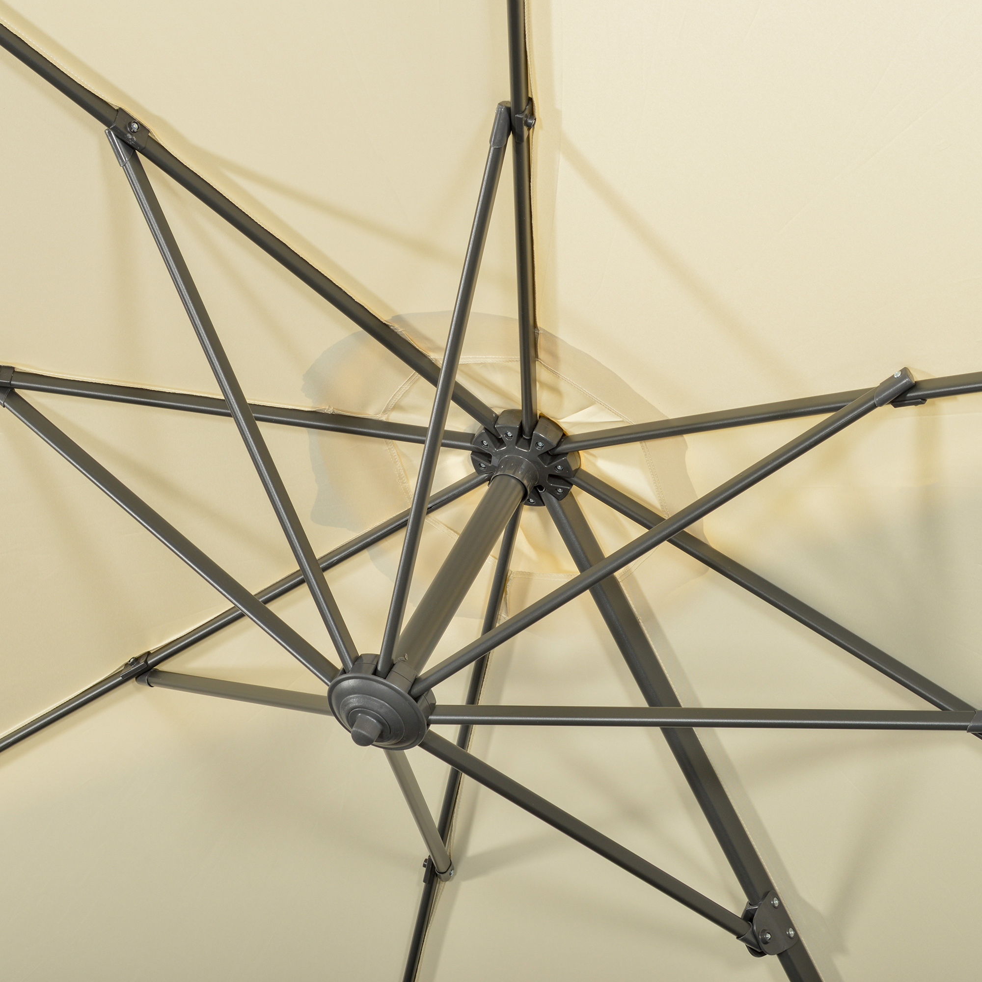  Umbrela de Soare pentru Gradina Descentrata cu Inclinare Reglabila si Pivotanta la 360°, Ø293x248cm Alb Crem [8]