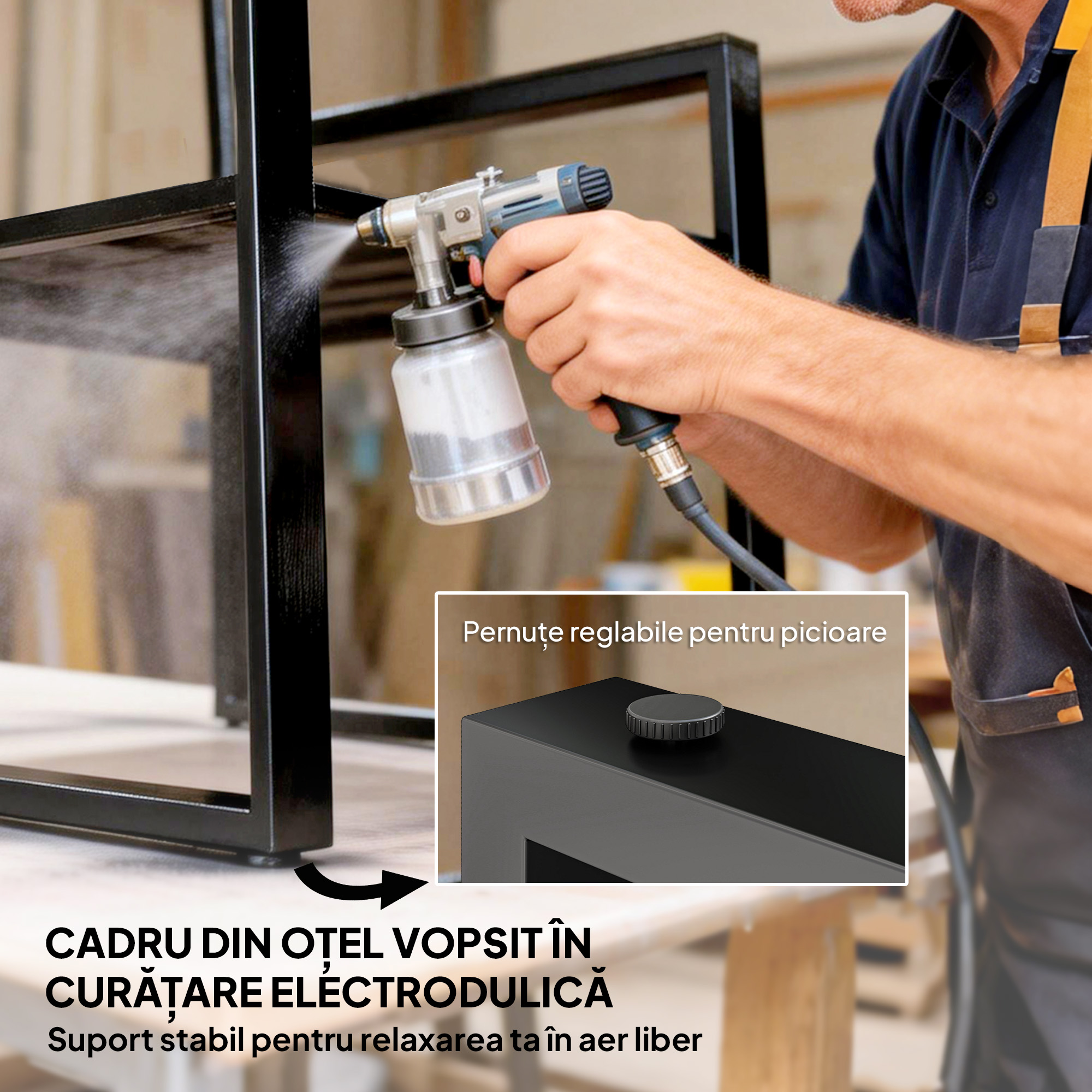  Set Bistro Gradina 3 Piese pentru 2 Persoane, Masa si Scaune Exterior cu sezut Textilen si Perne, Gri [6]