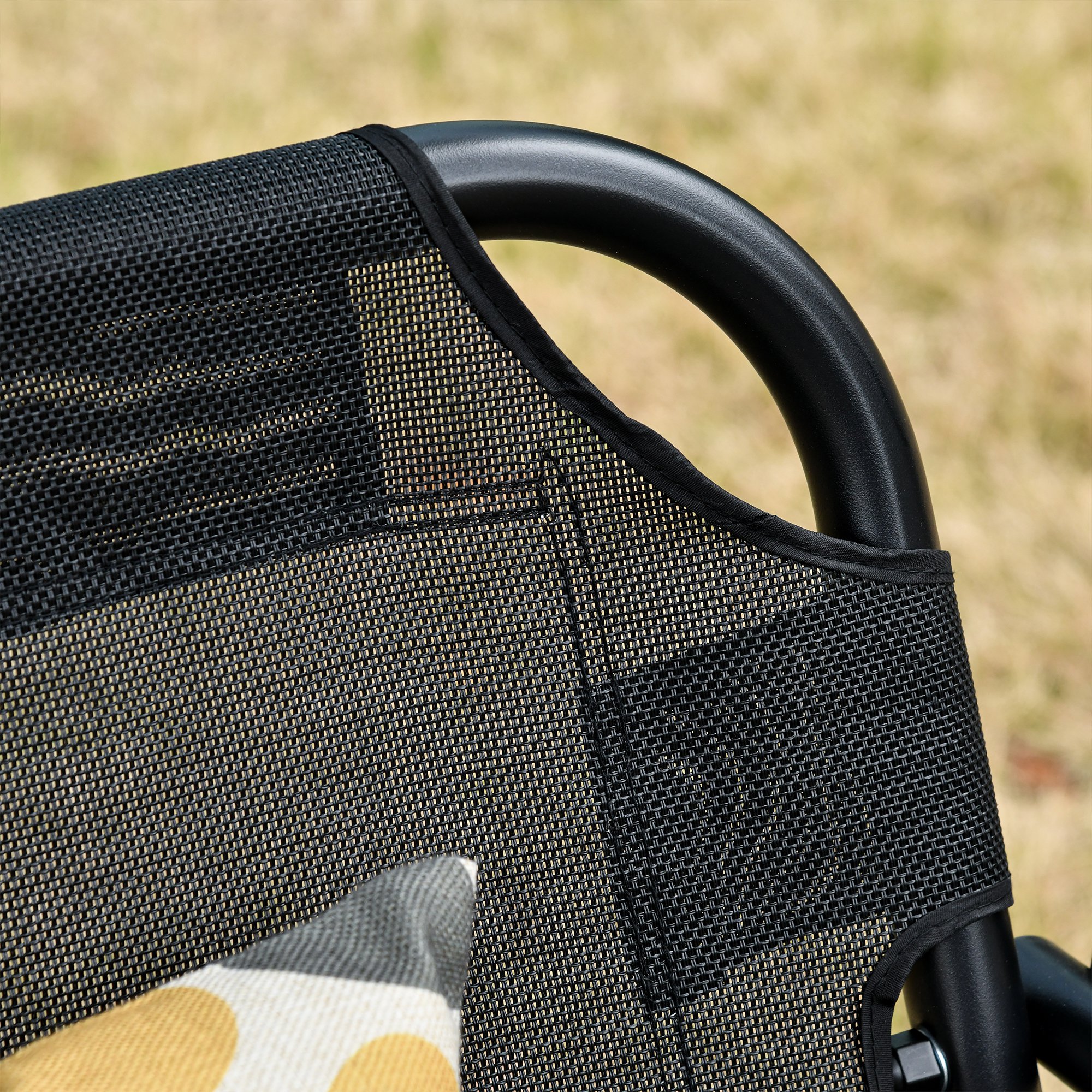  Leagan de Gradina cu 3 Locuri cu Acoperis Parasolar Reglabil Negru 172x110x155cm [6]