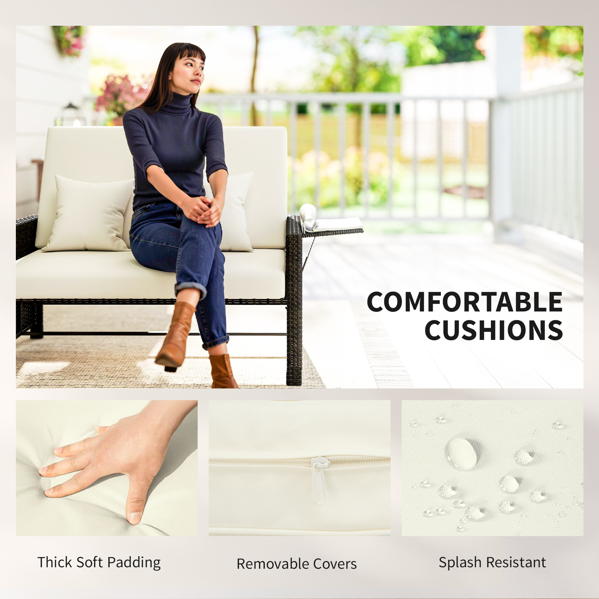  Canapea de Gradina cu Banca Mobilier de Gradina din Ratan Maro [6]