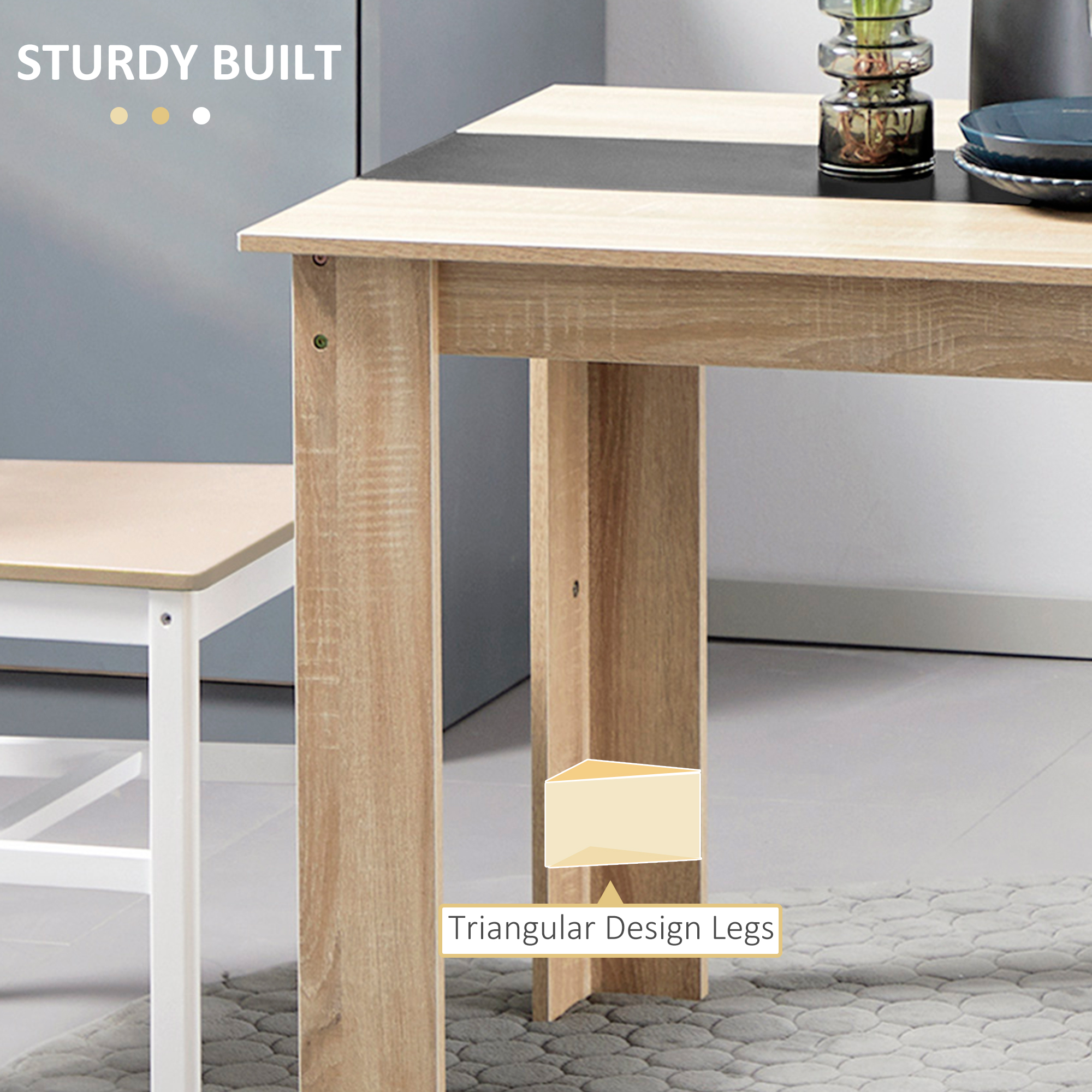  Masa de sufragerie moderna din lemn pentru 4-6 persoane, 120x69x75cm, culoare negru si lemn [5]