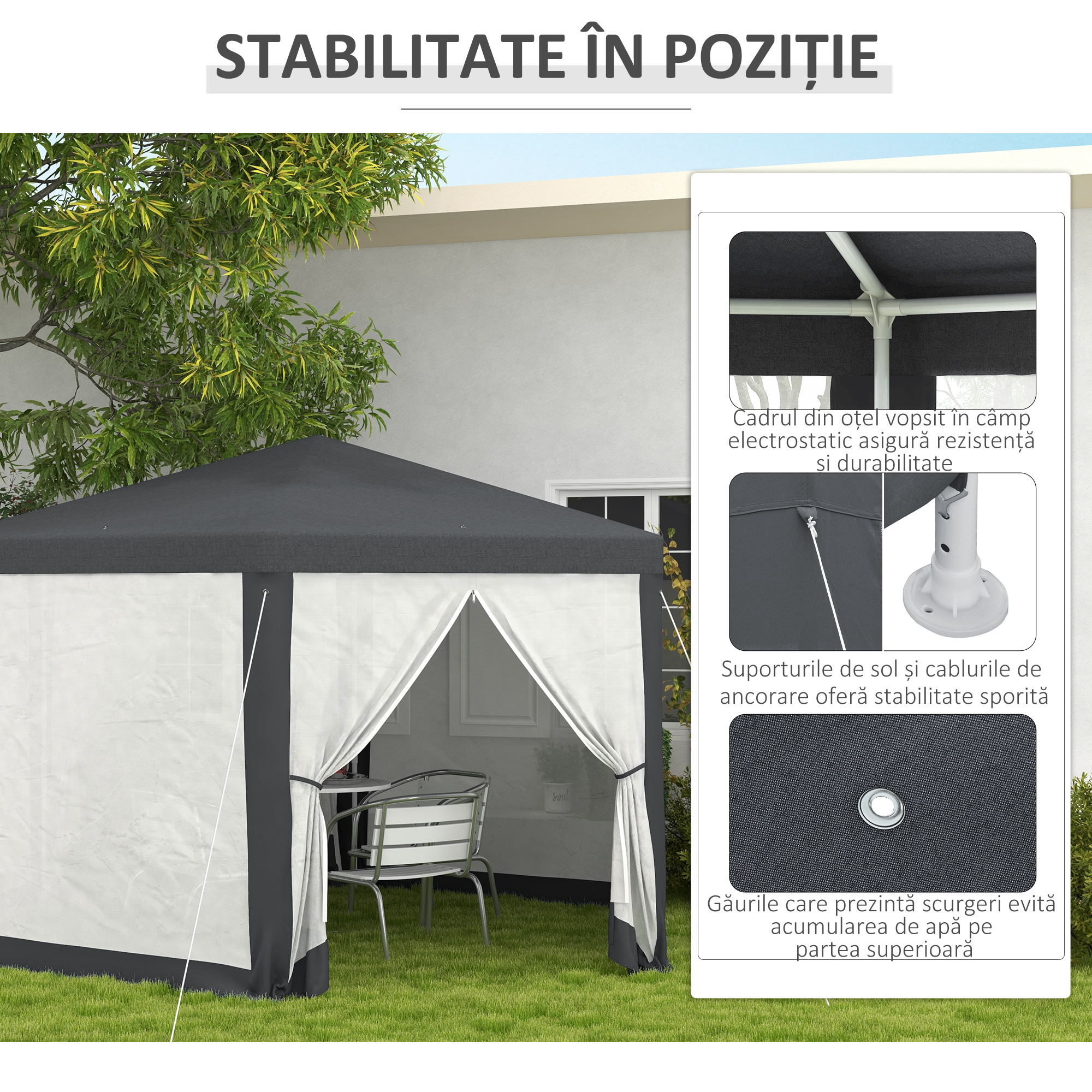  Pavilion 4x4 m de Gradina Hexagonal cu Pereti din Plasa [5]