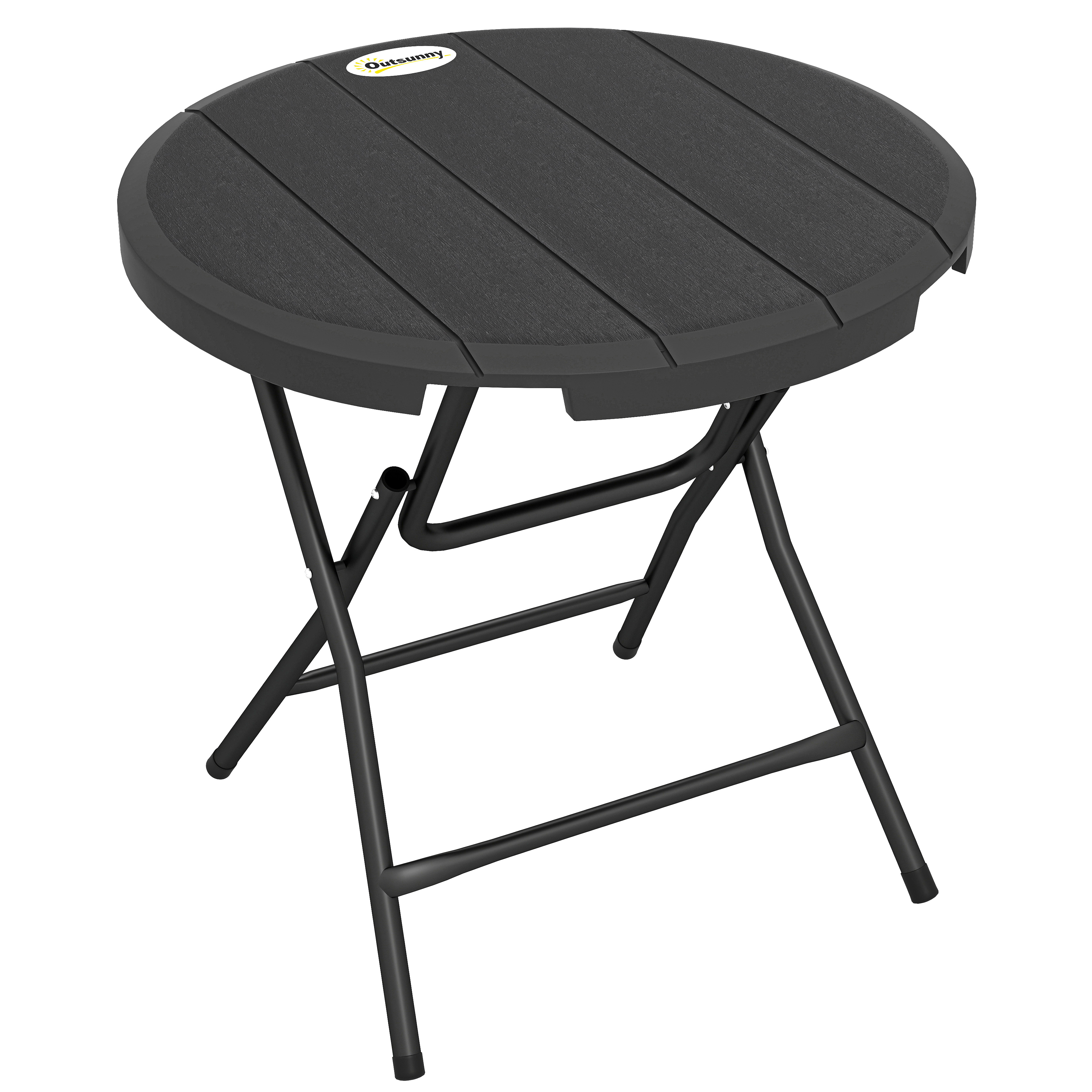 Gradina & balcon -  Masa de Gradina Rotunda Pliabila pentru 4 Persoane din Aluminiu si Plastic HDPE, Ø80x73 cm, Gri