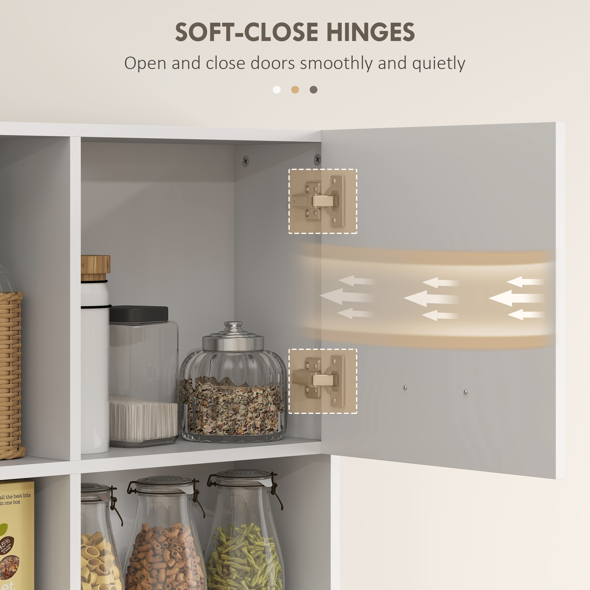  Dulap inalt pentru Bucatarie cu Sertar, 4 Dulapuri si 3 Spatii Deschise, 80x35x180 cm, Alb [5]