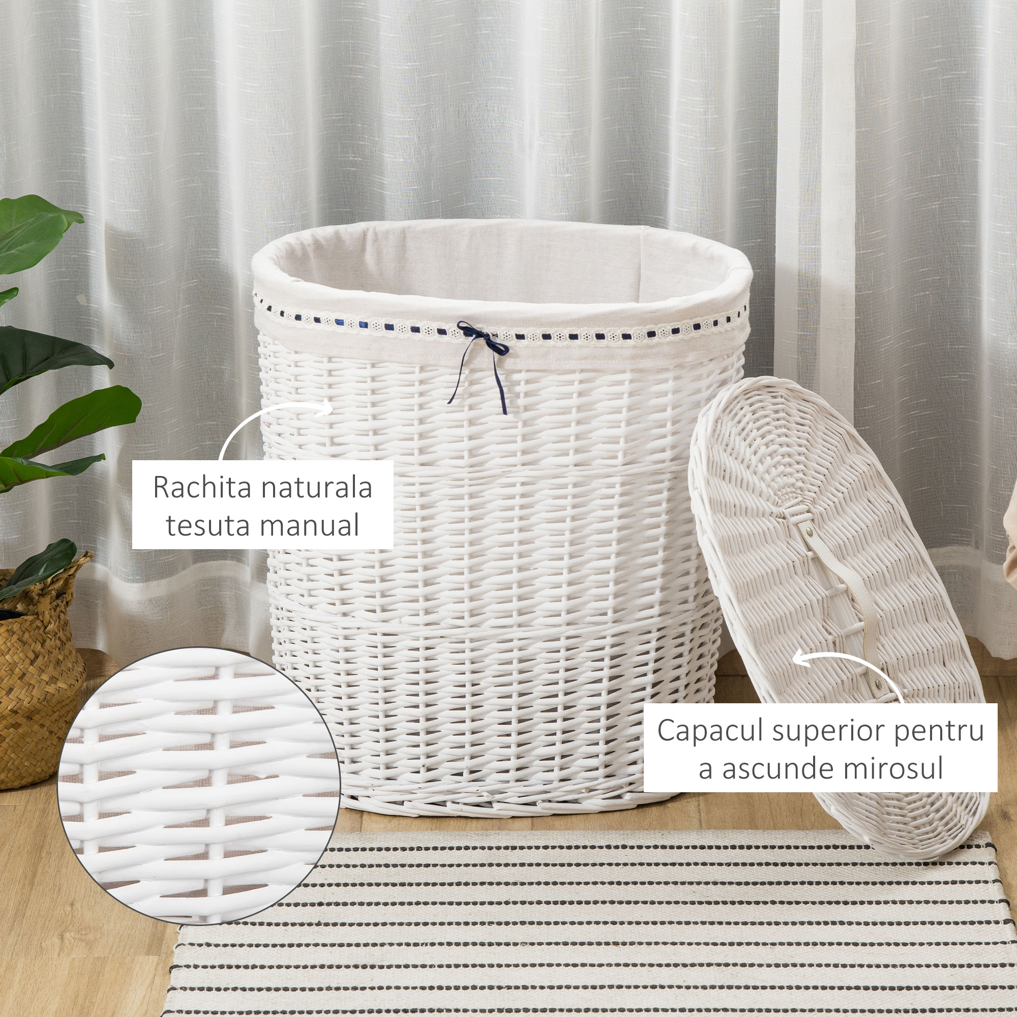  Cos Rufe din Rachita Alba - Cu Capac & Sac Lavabil [5]