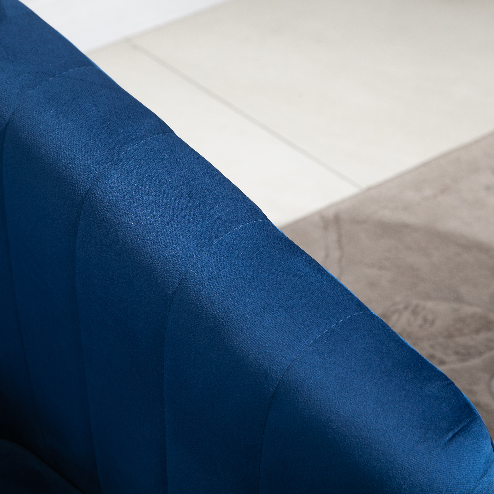  Fotoliu Modern Stil Nordic Invelis din Catifea si Picioare din Lemn, Albastru, 70.5x70x76cm [8]