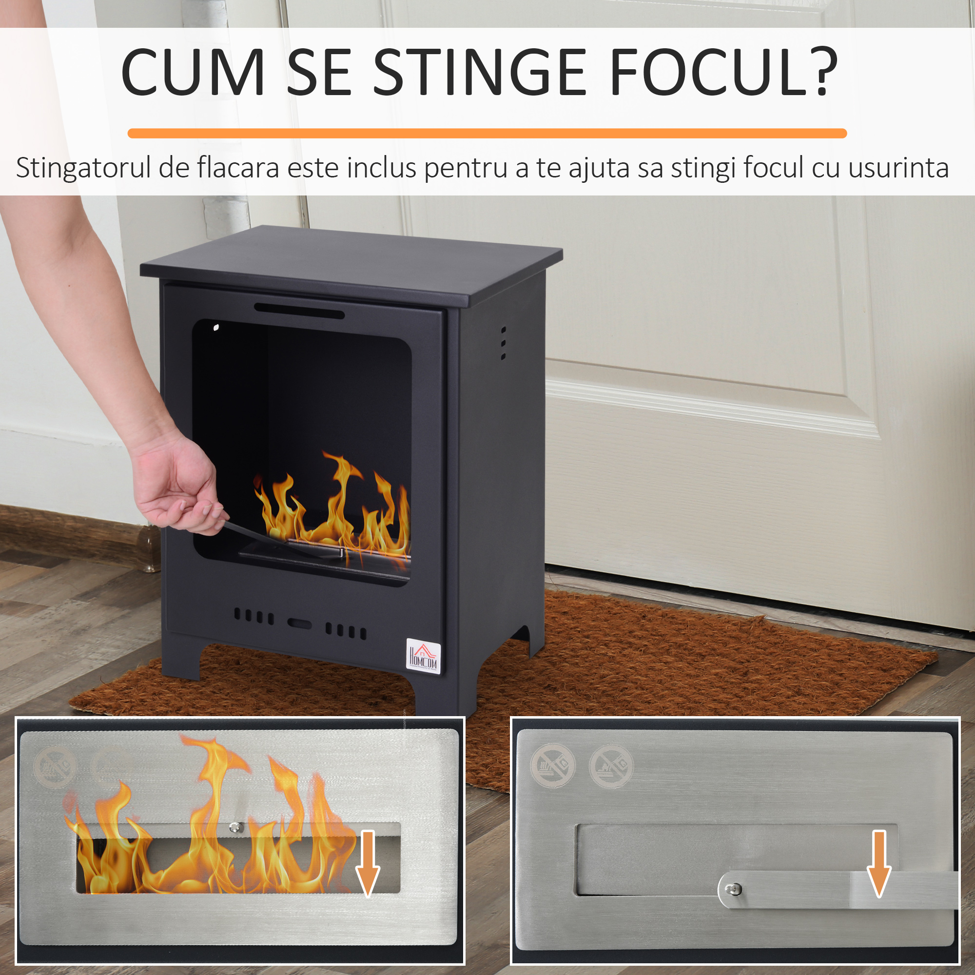  semineu pe Bioetanol 1.5L din Otel, Fara Cos, Negru, 40 x 30 x 50 cm [4]