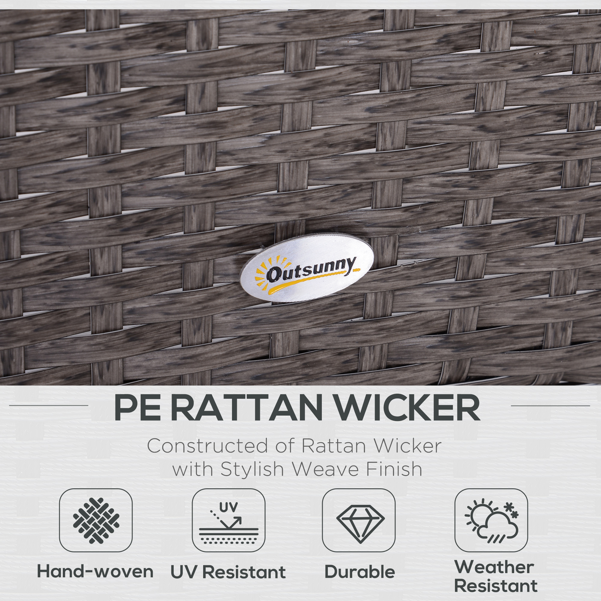  Set Mobilier pentru Extern Canapea cu Pouf si Masuta in PE Rattan cu Perne Gri [3]