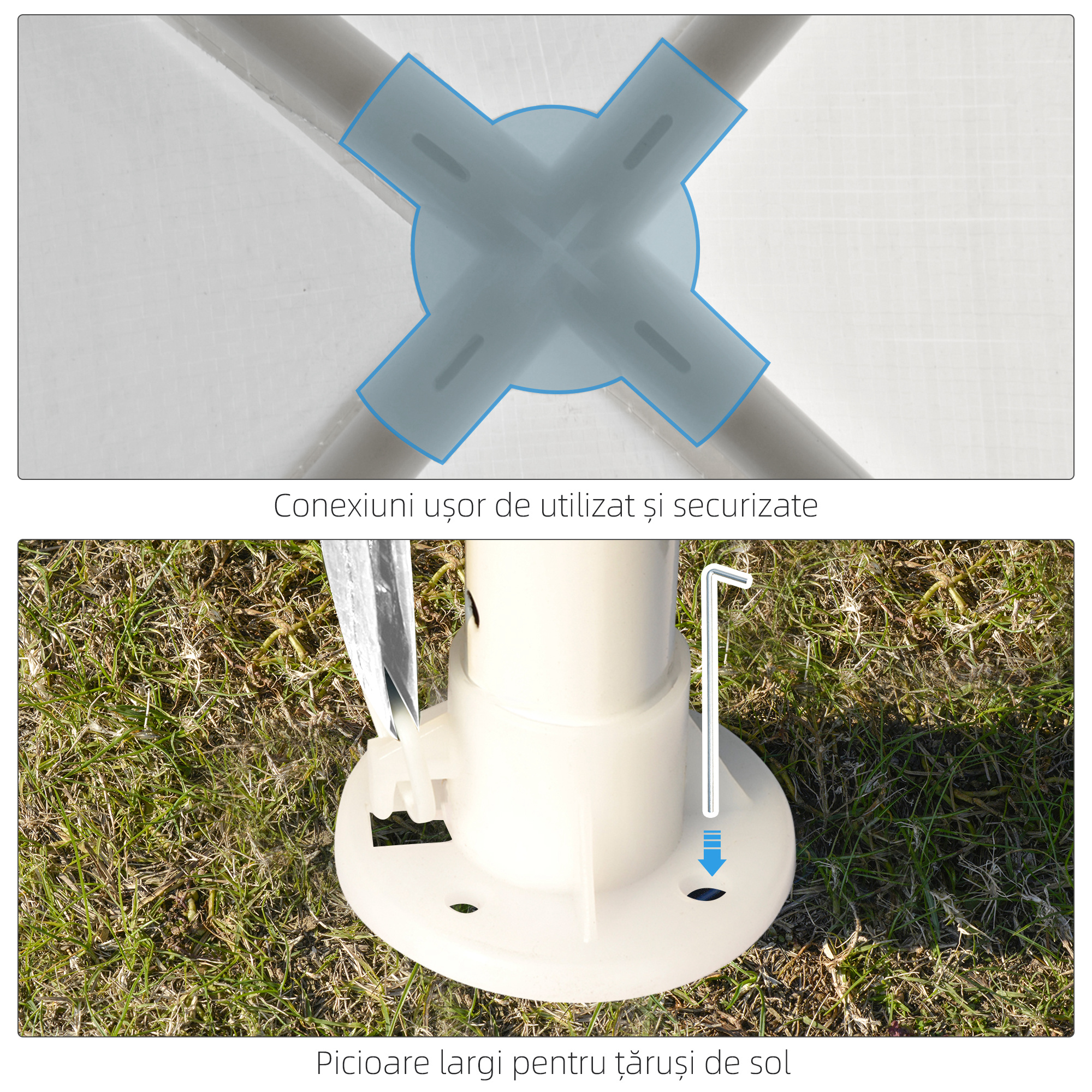  Foisor de Gradina cu Cadru din Otel pentru Exterior si Interior, 2.7x2.7m Alb [5]