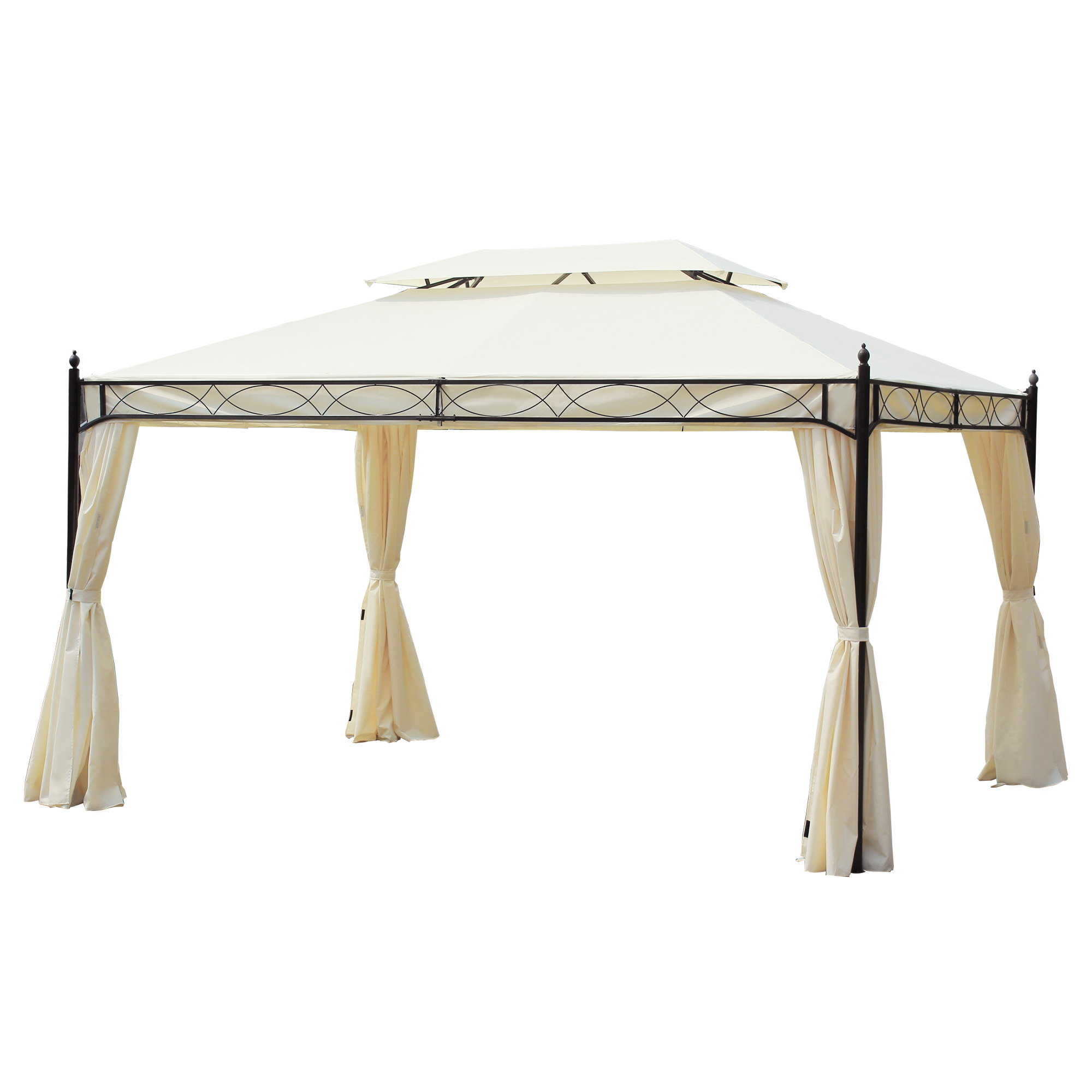 Gradina & balcon -  Foisor cu Dublu Acoperis si 4 Prelate Laterale, Crem, 3x4m