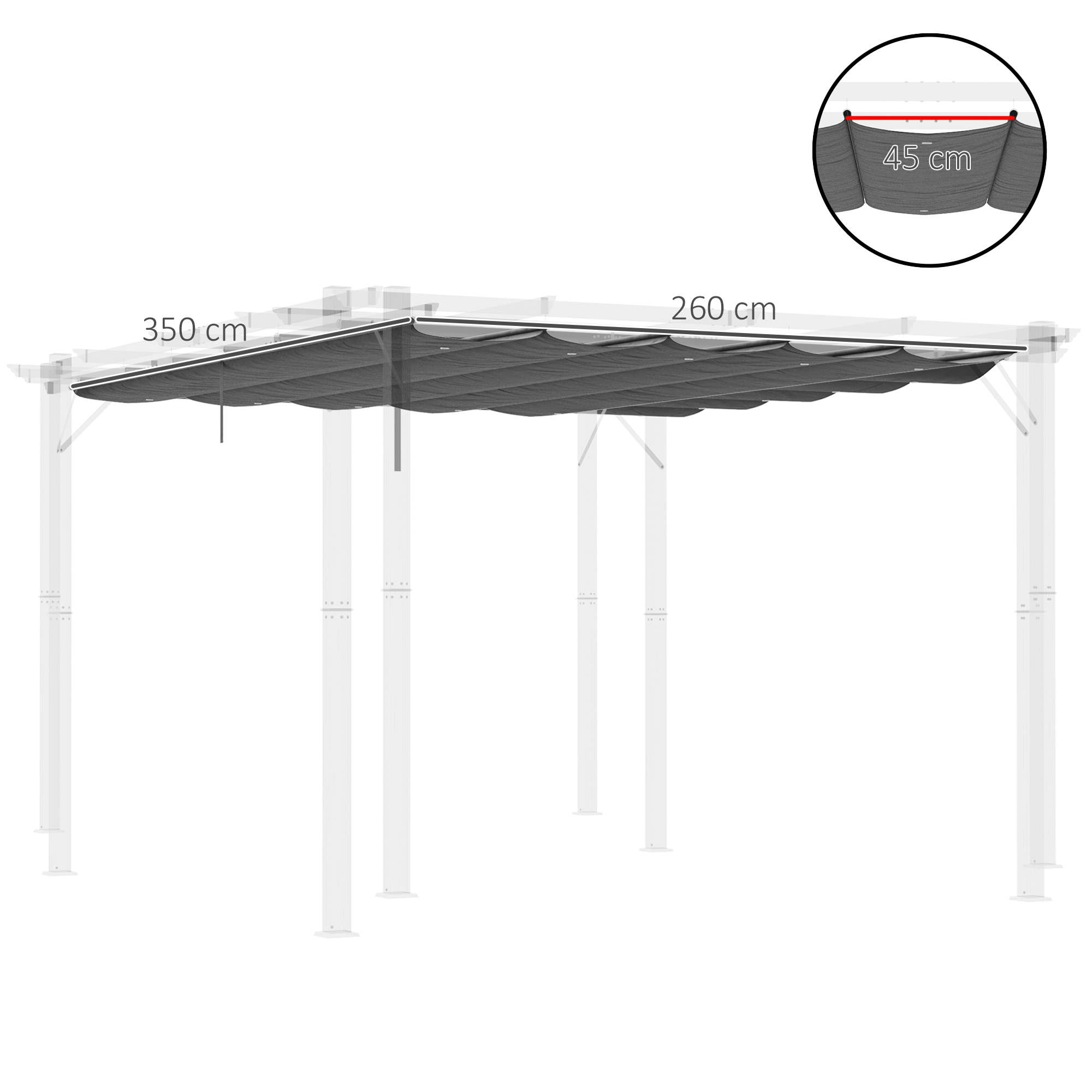  Acoperis Retractabil Pergola 4×3 m - Copertina Textila Rezerva [2]