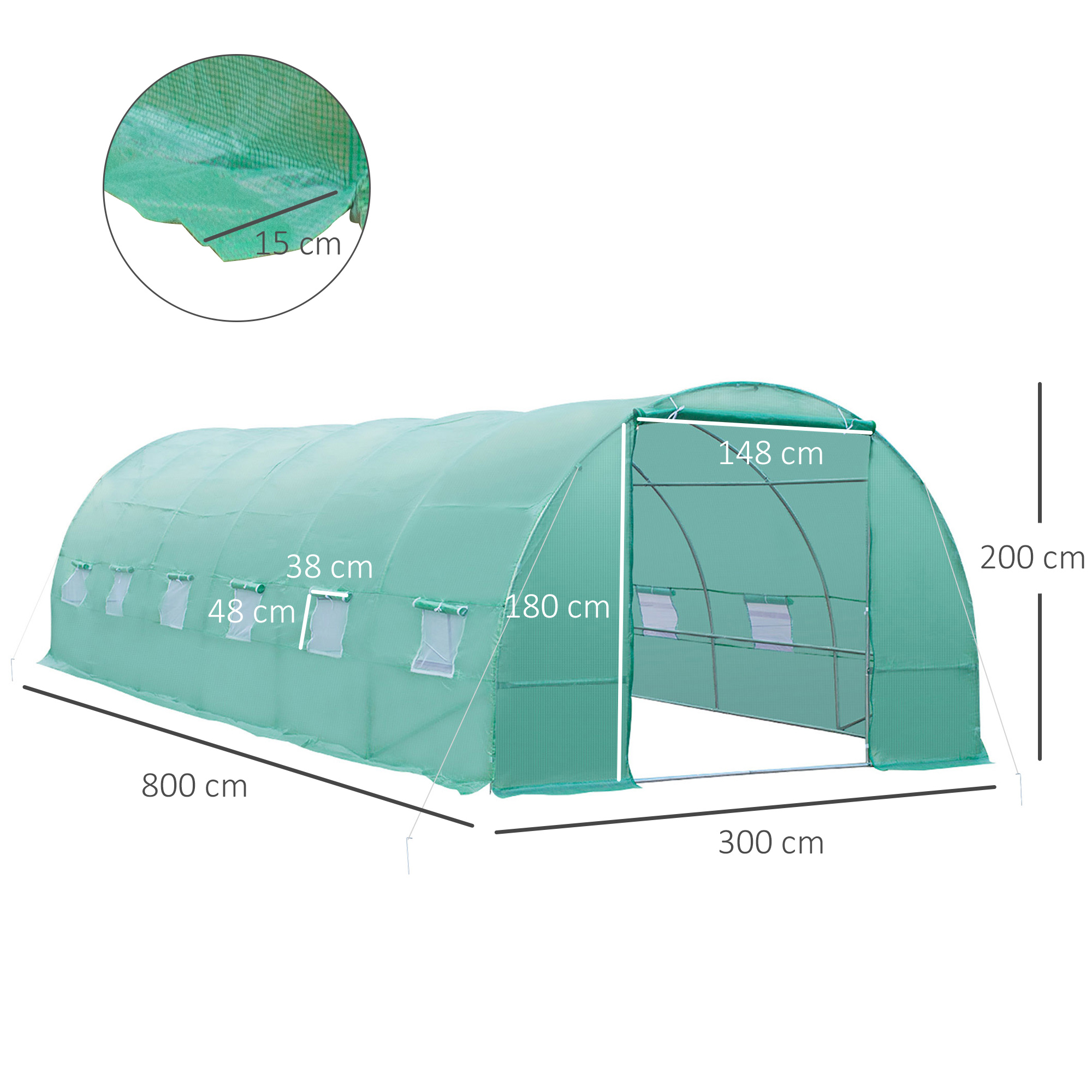  Sera Gradina 8×3×2 m, Verde, PE & Cadru din Otel [2]
