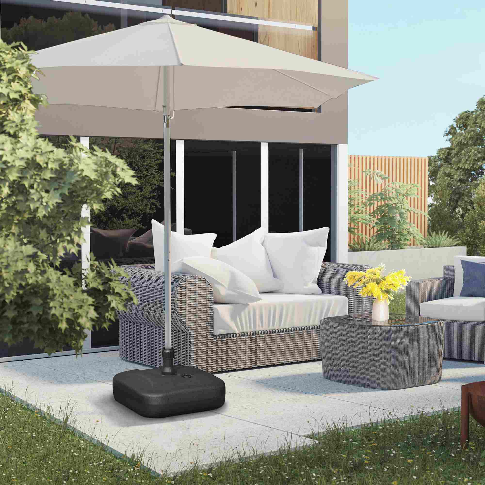  Baza pentru Umbrela de Gradina de Umplut cu Apa si Nisip,HDPE, Negru, 46x45x26cm [1]