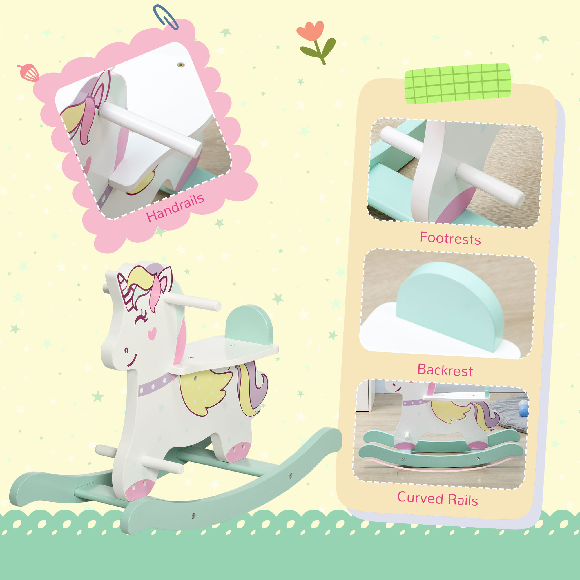  Cal balansoar pentru copii mici, plimbare cu unicorn pentru 1-3 ani, jucarie pentru bebelusi, cadou pentru fete si baieti [5]