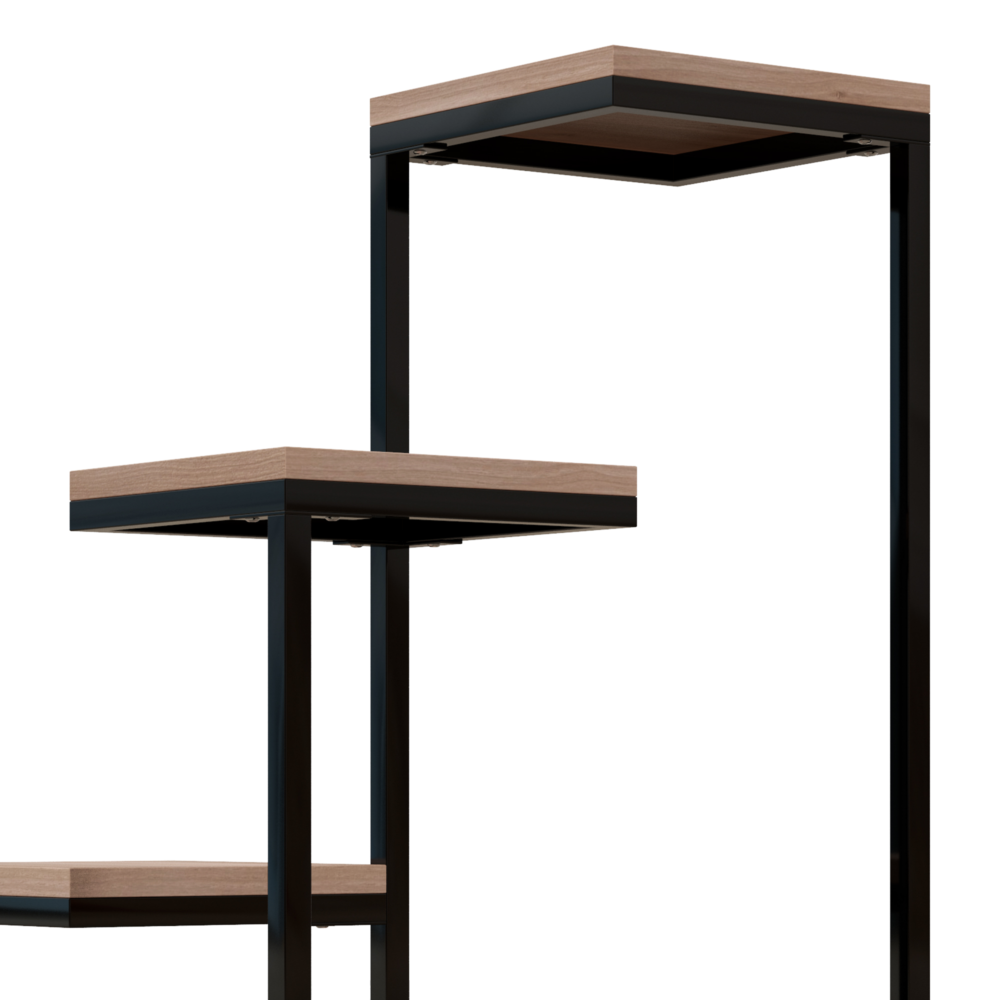  Etajera pentru Plante cu 4 Nivele din Otel si Lemn, 40x40x75.5 cm, Maro si Negru [8]