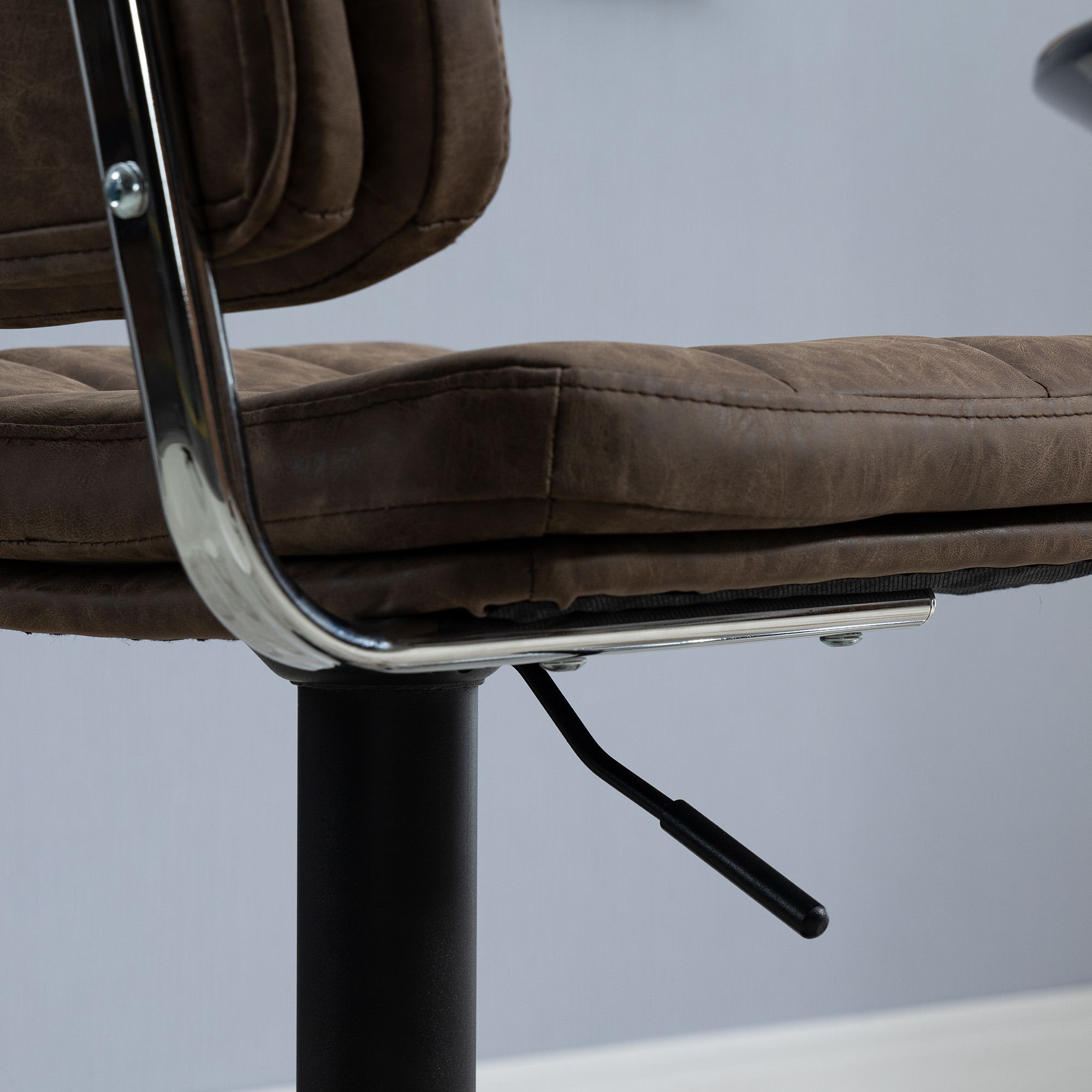  Set 2 Scaune de Bar Pivotante din Imitatie de Piele Inaltime Reglabila Negru [7]