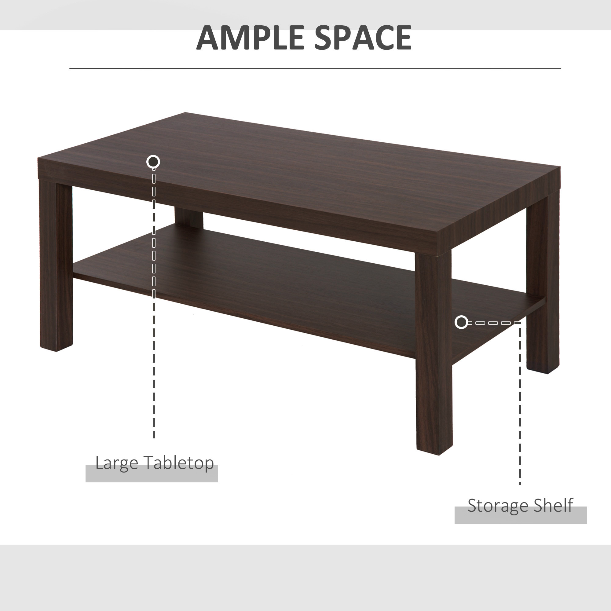  masa de cafea, din lemn, 90x45x40.5cm, castanie [3]
