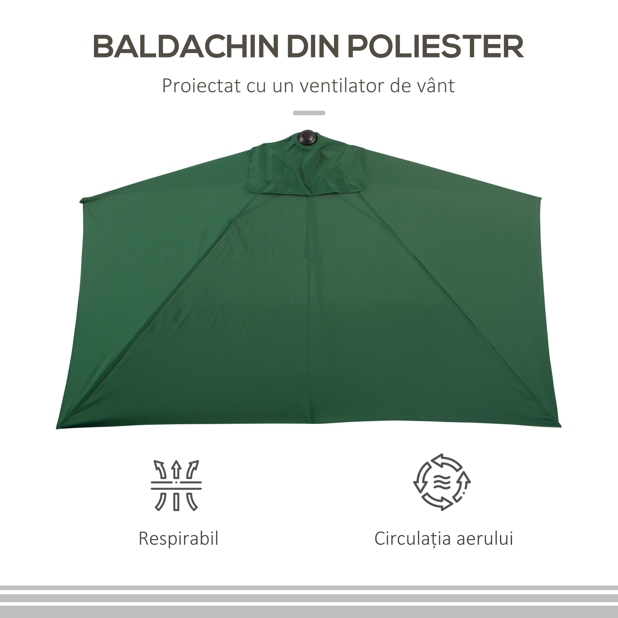  Umbrela de perete in forma de semiluna, economisitoare de spatiu, cu deschidere prin manivela, verde [6]