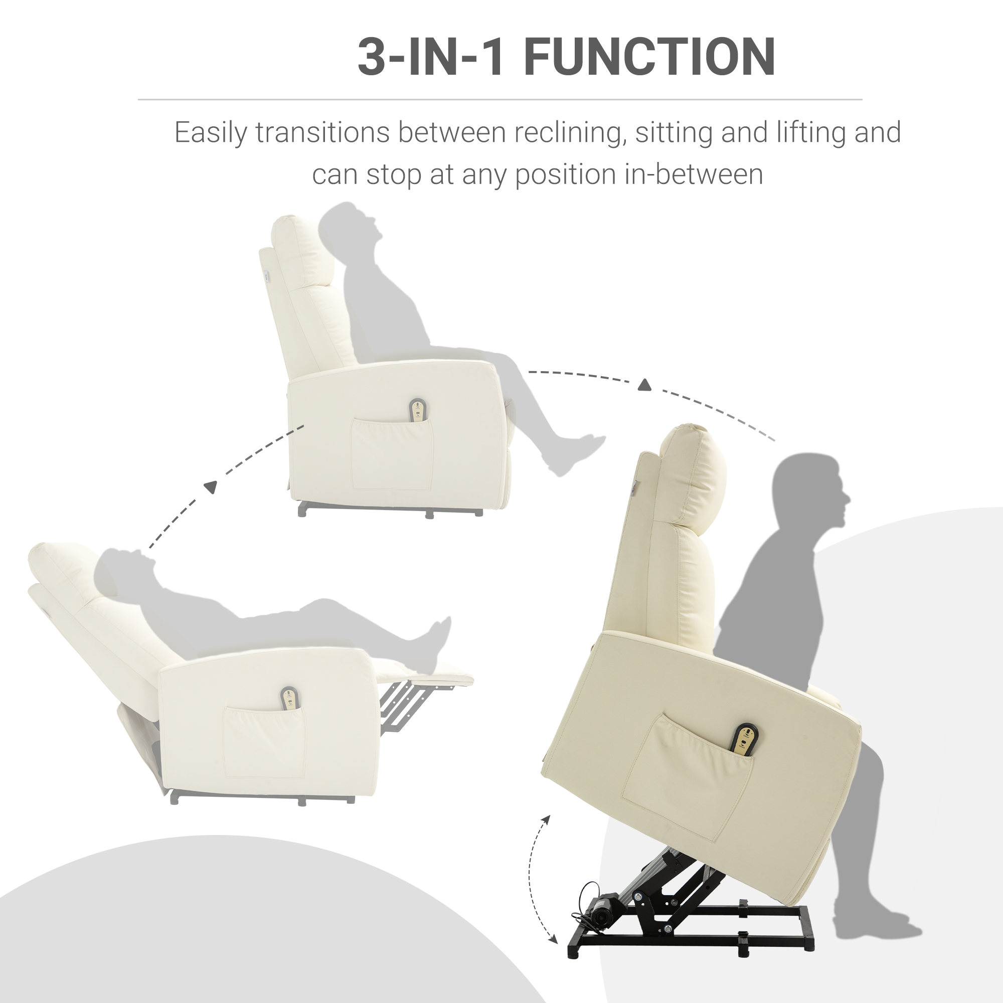  Fotoliu Piele Ecologica - Telecomanda, inclinare 145°, Suport Picioare [3]