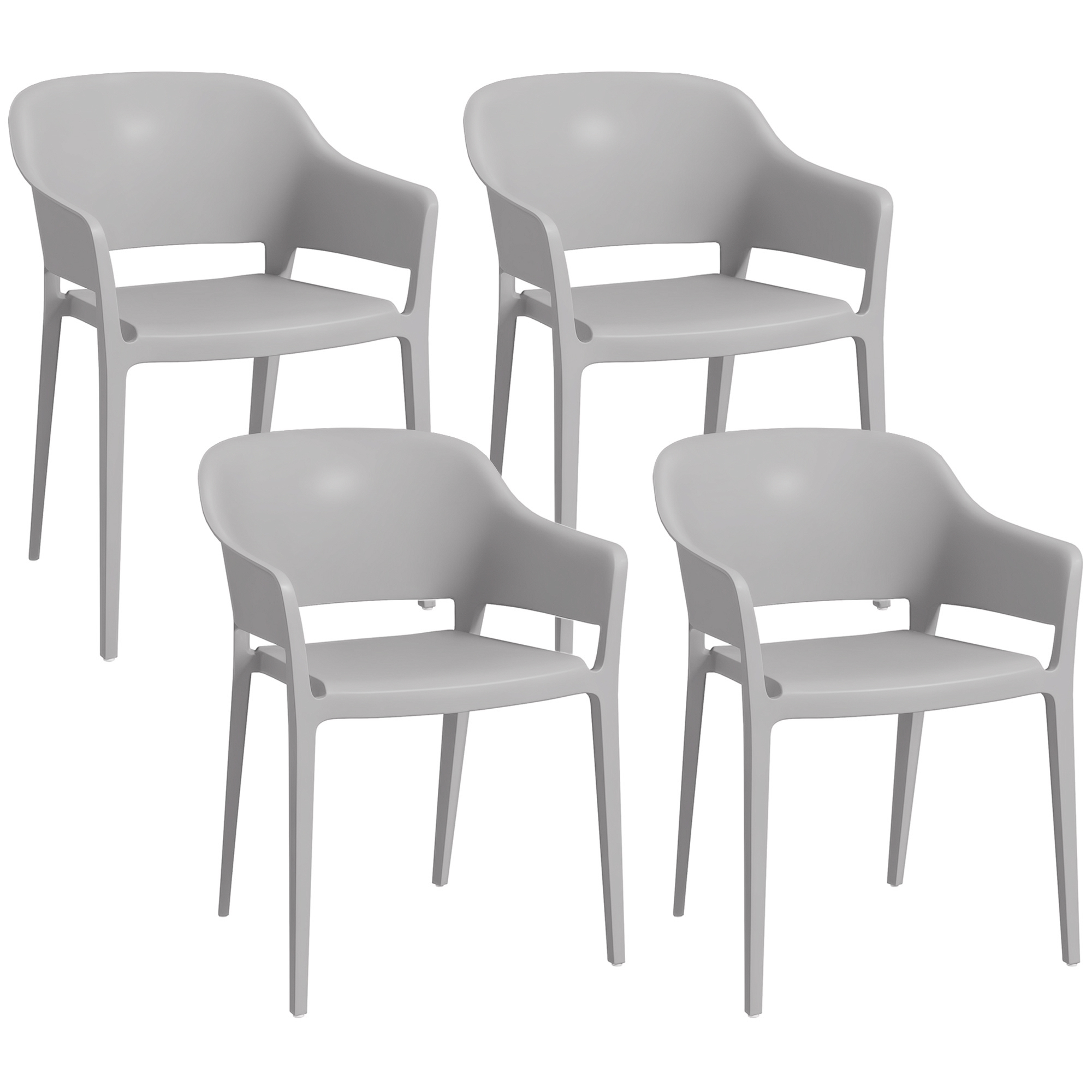 Gradina & balcon -  Set 4 Scaune Gradina PP Exterior - Spatar inalt & Cotiera, Stivuibile