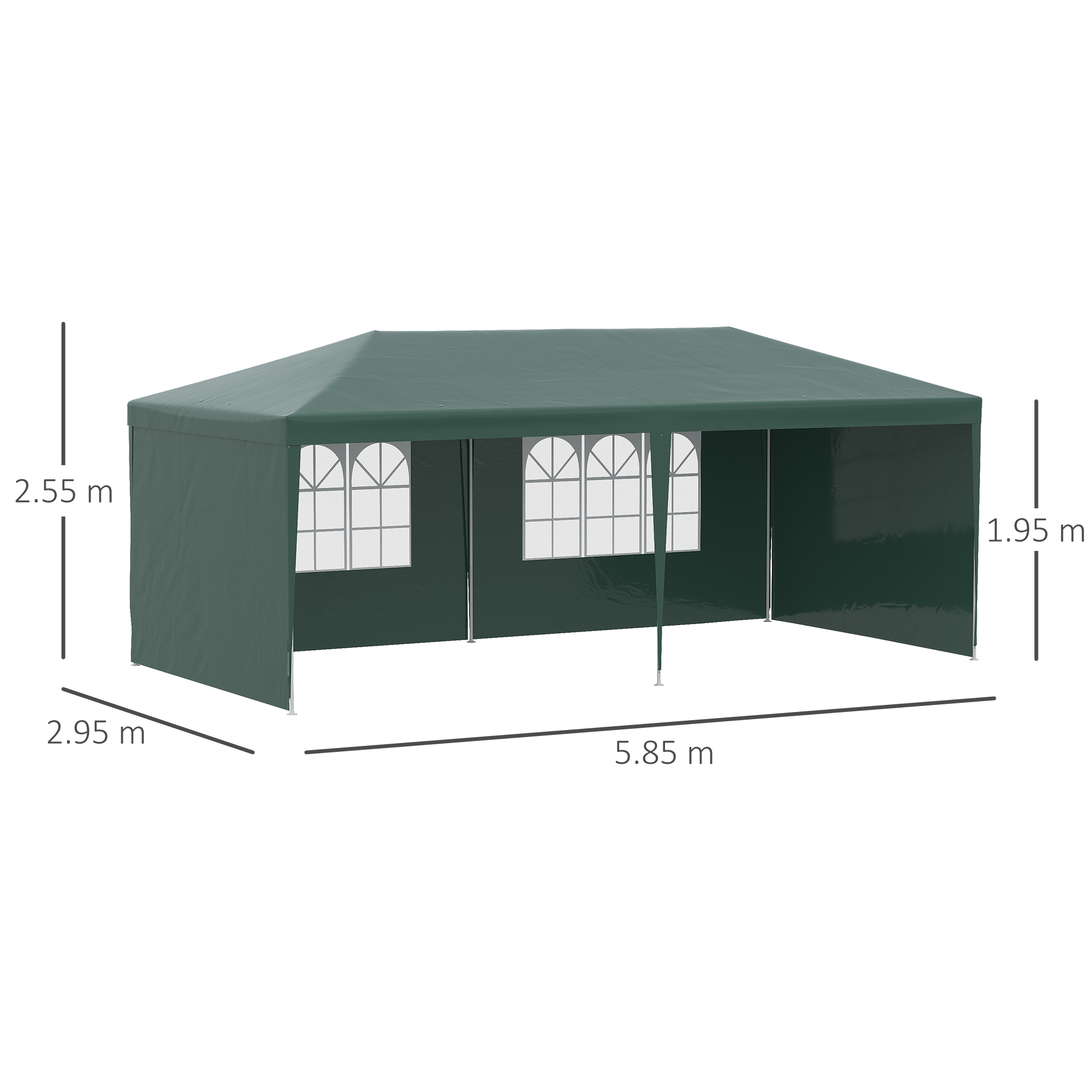  Cort de Gradina cu Orificii de Drenaj, Pereti Detasabili si Ferestre, 6x3 m, Verde [2]