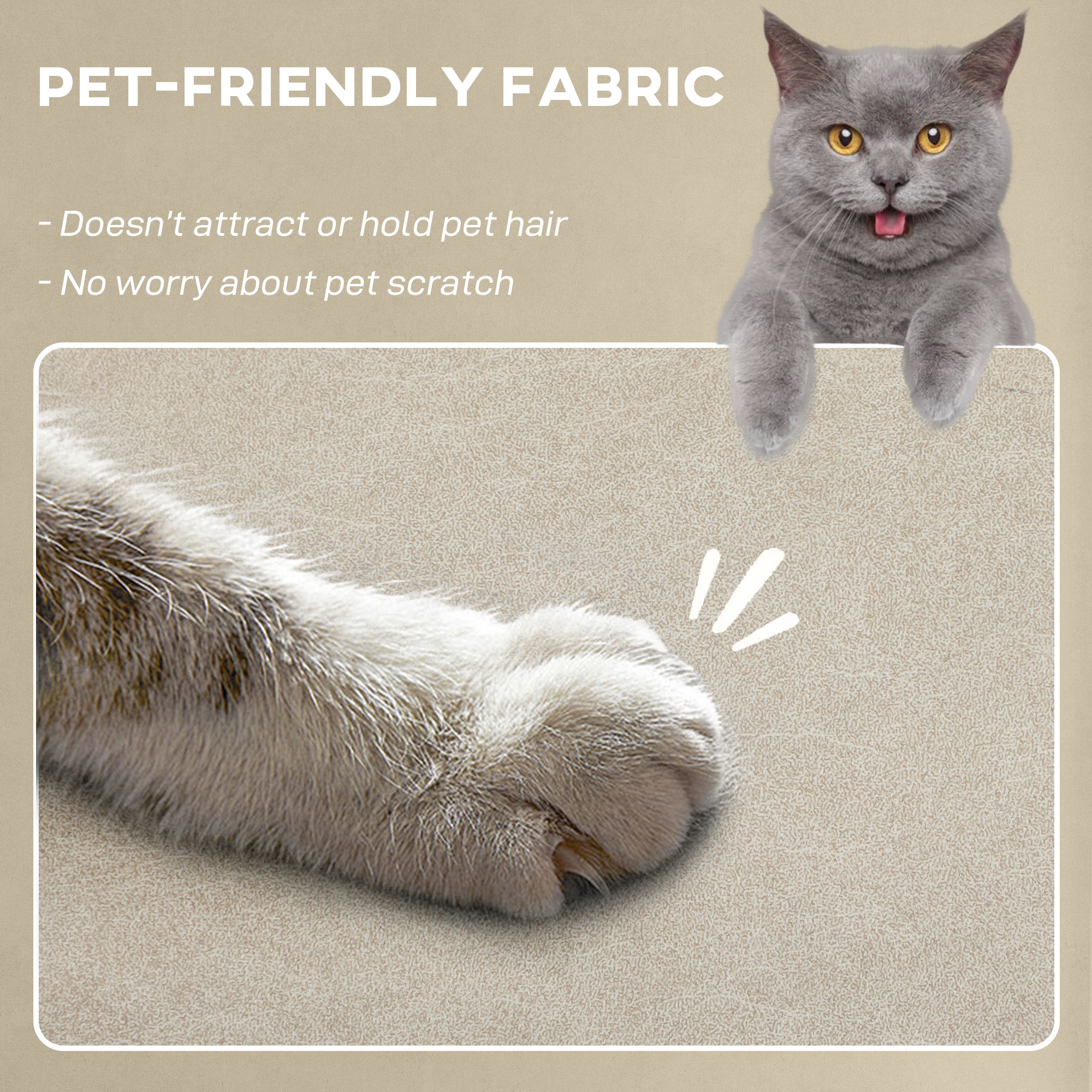  Fotoliu Reclinabil cu Suport pentru Picioare, incalzire, 8 Puncte de Masaj si 5 Modalitati, Catifea, Bej [5]