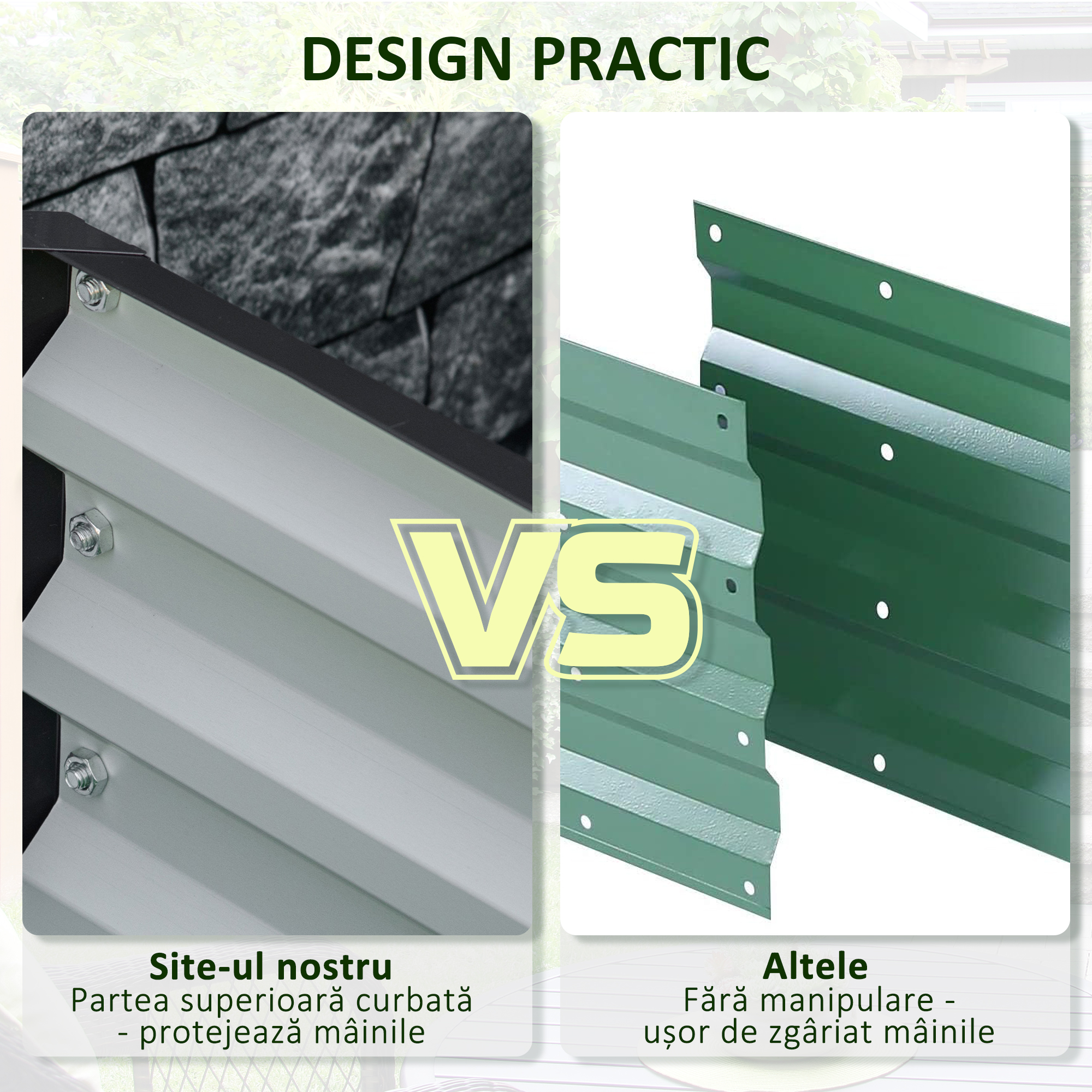  Pat de Gradina Inaltat Galvanizat de 120x120x30cm, Jardiniera Pat Inaltat cu Cadru din Otel pentru Legume, Flori, Plante si Plante Aromatice, Gri [6]