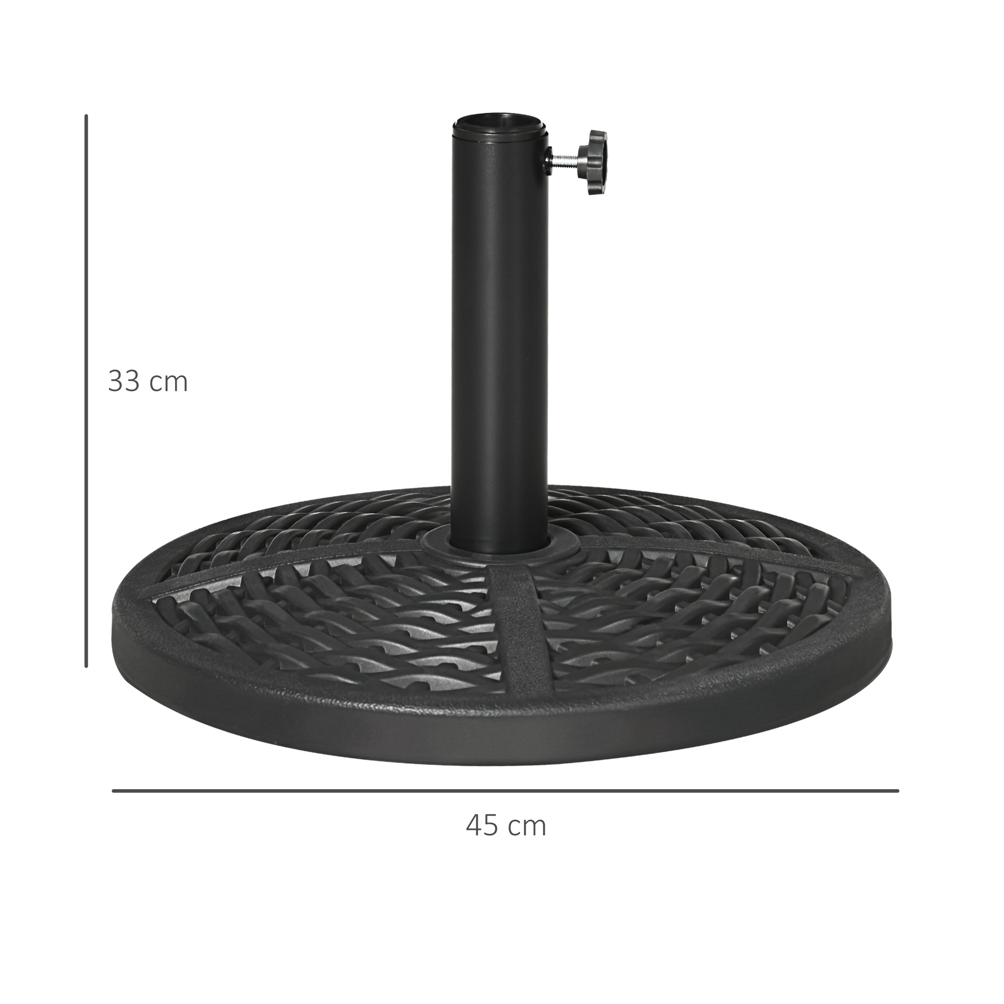  Baza de umbrela de gradina  rotunda cu efect de ratan ø45cm, baza cu greutate de 9,5 kg, negru [2]
