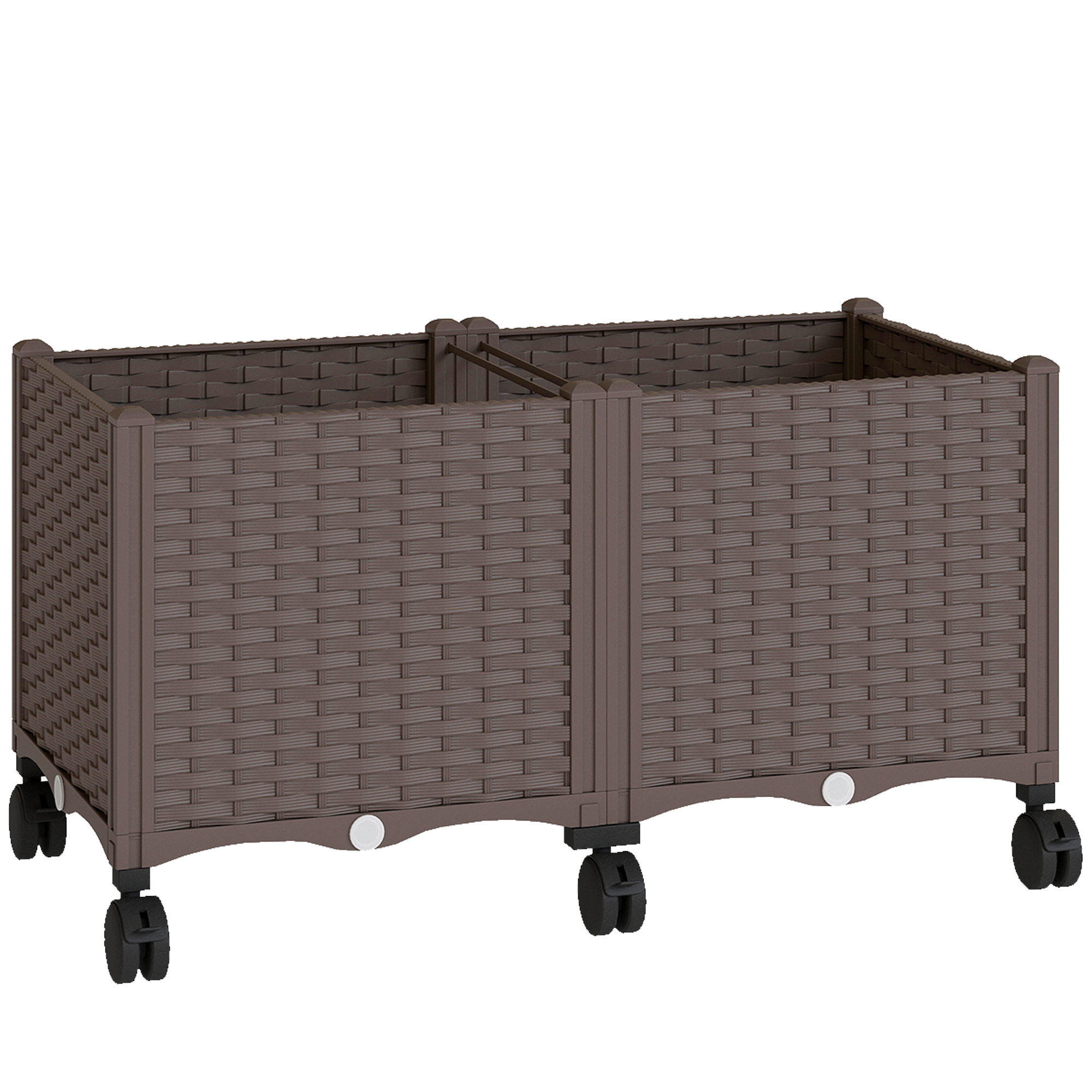 Living & hol -  Ghiveci inaltat din Plastic 85L, Ghiveci de Gradina Mobil cu Roti Blocate, Sistem de Autoirigare si Drenaj, Ideal pentru Plante Aromatice, Legume si Flori, Maro