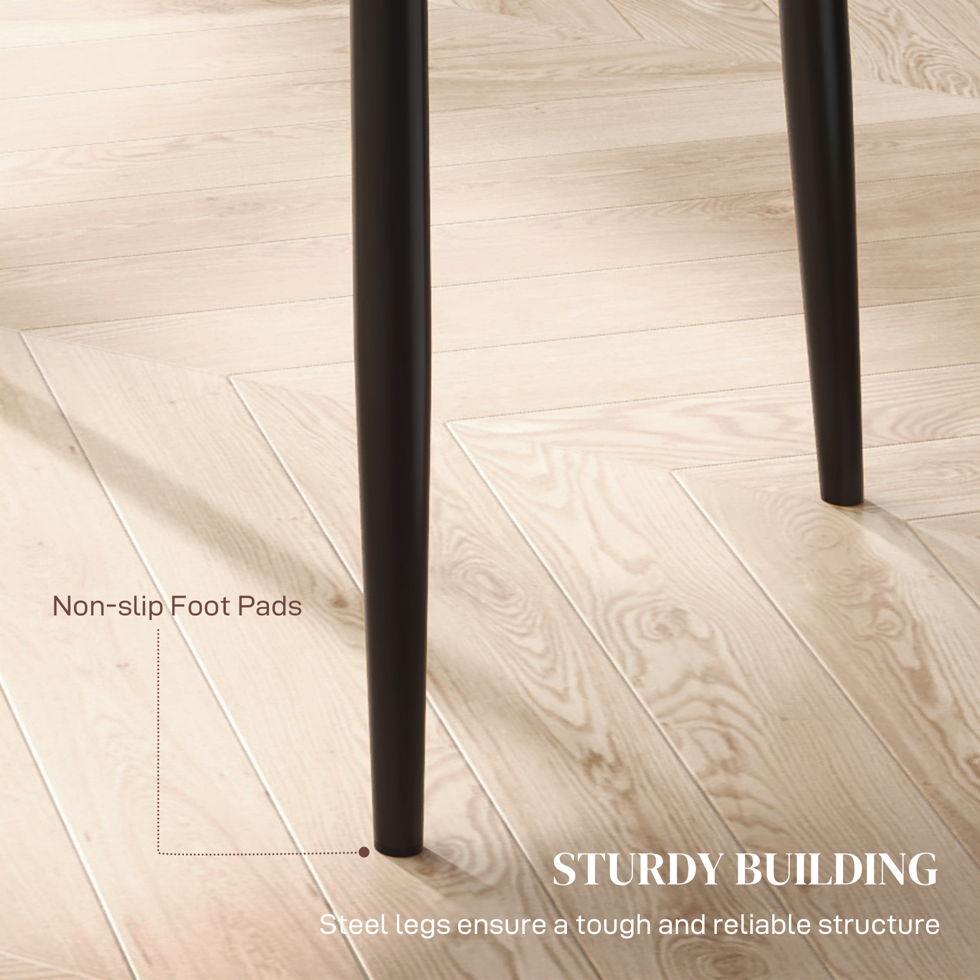  Set 2 Scaune de Sufragerie Tapitate cu Spatar inalt, Talpi Antiderapante si Picioare din Otel, 41x50x97 cm, Negru [6]