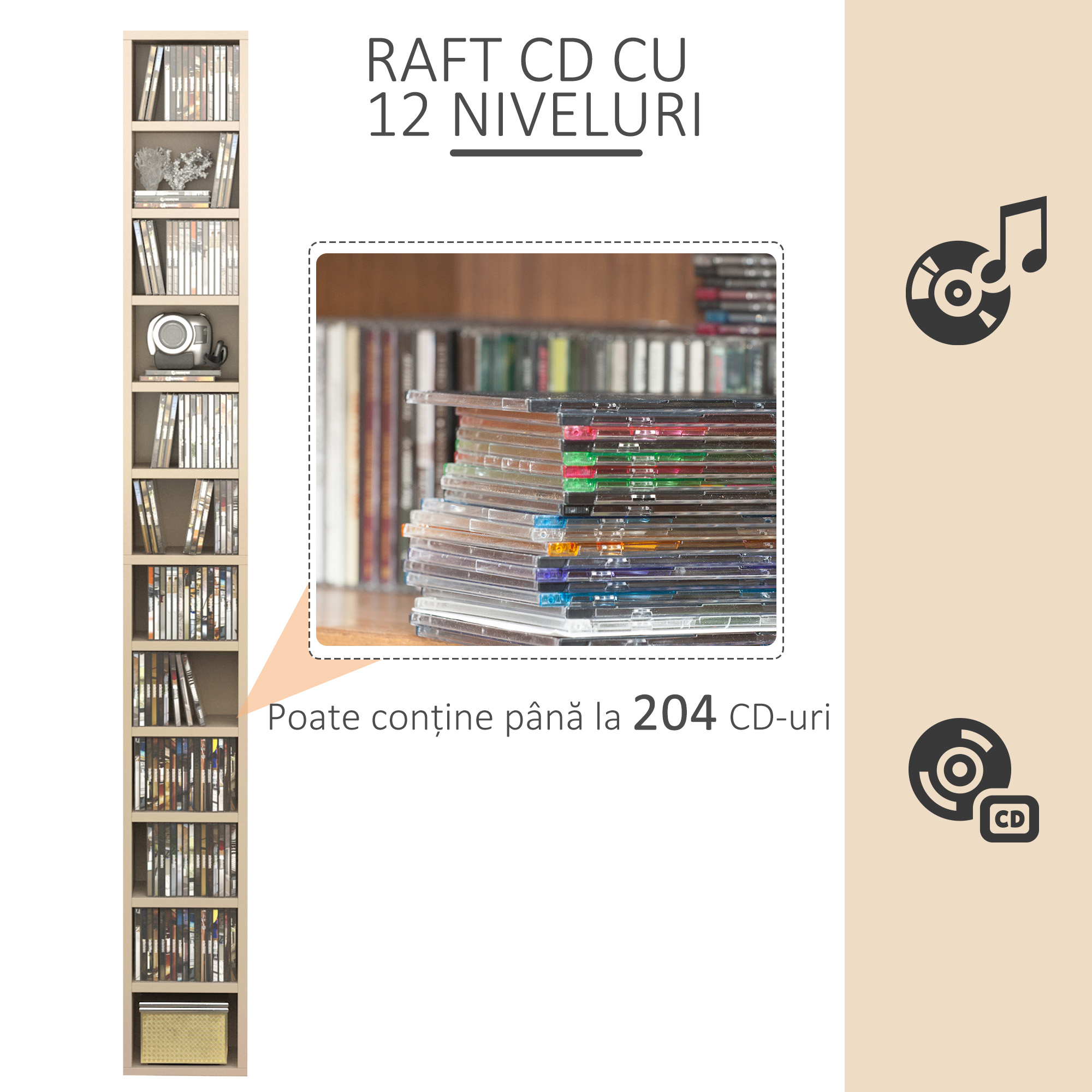  Dulap Biblioteca Suport CD-uri cu 12 Rafturi [3]