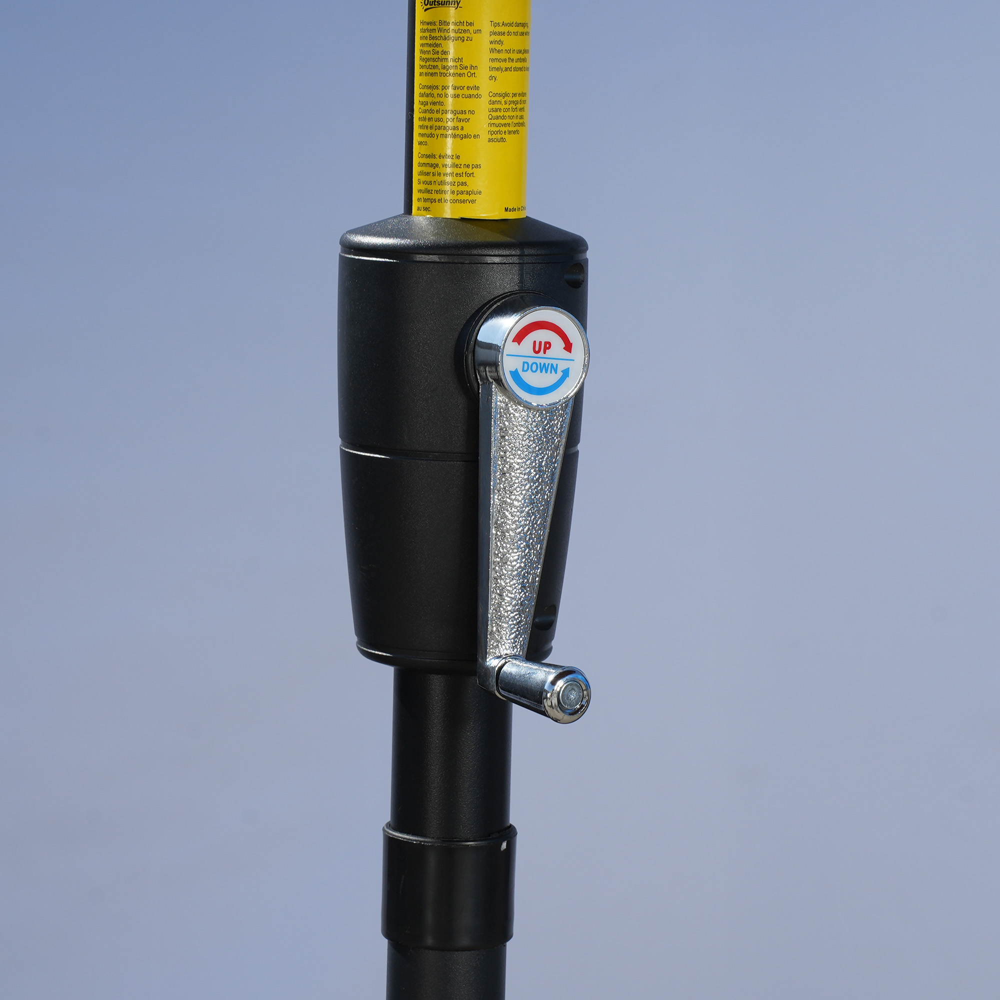  Umbrela de Terasa 200x190x240 cm cu Manivela, Stalp din Otel si Baza in Forma de Cruce Anti-UV pentru Terasa si Balcon, Gri [8]