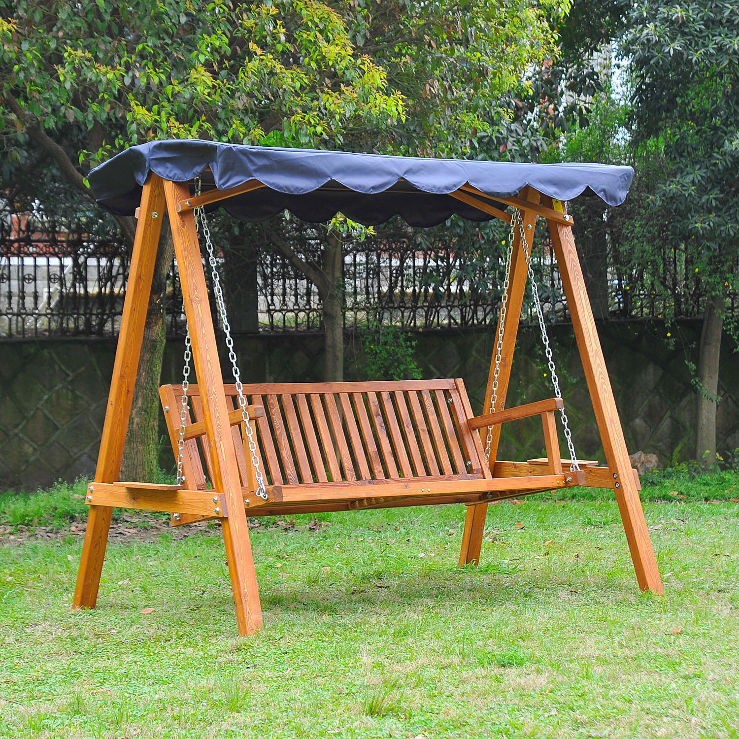  leagan de gradina cu 3 locuri, lemn, 200x130x185 cm [1]