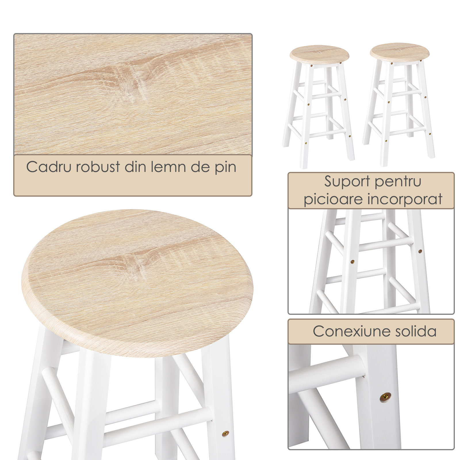  Carut Bucatarie Pliabil - Cu 2 Scaune Incluse, MDF Alb [4]