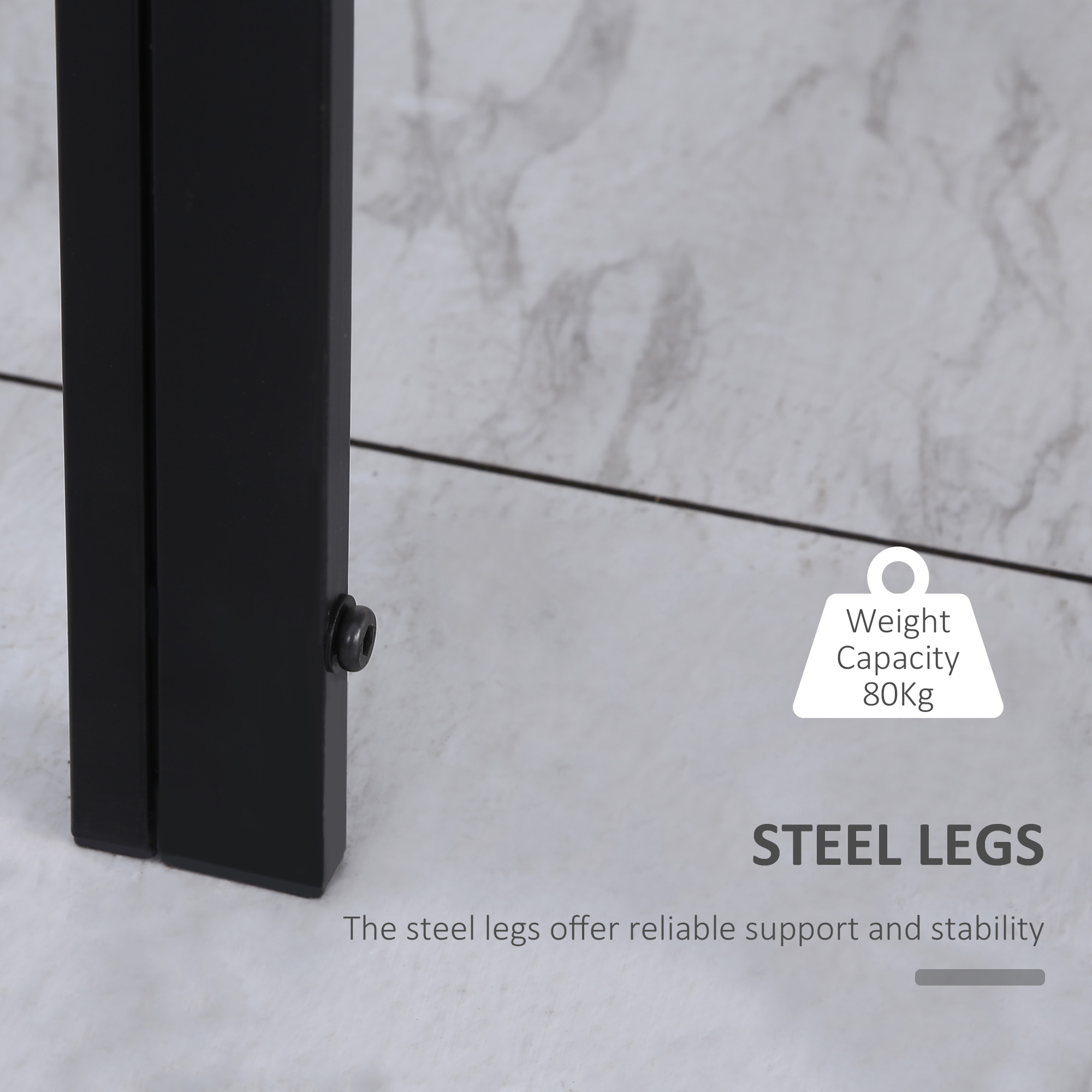  Masa Rectangulara pentru 4 Persoane din Metal si Sticla Calita, 120x60x75 cm, Negru [4]