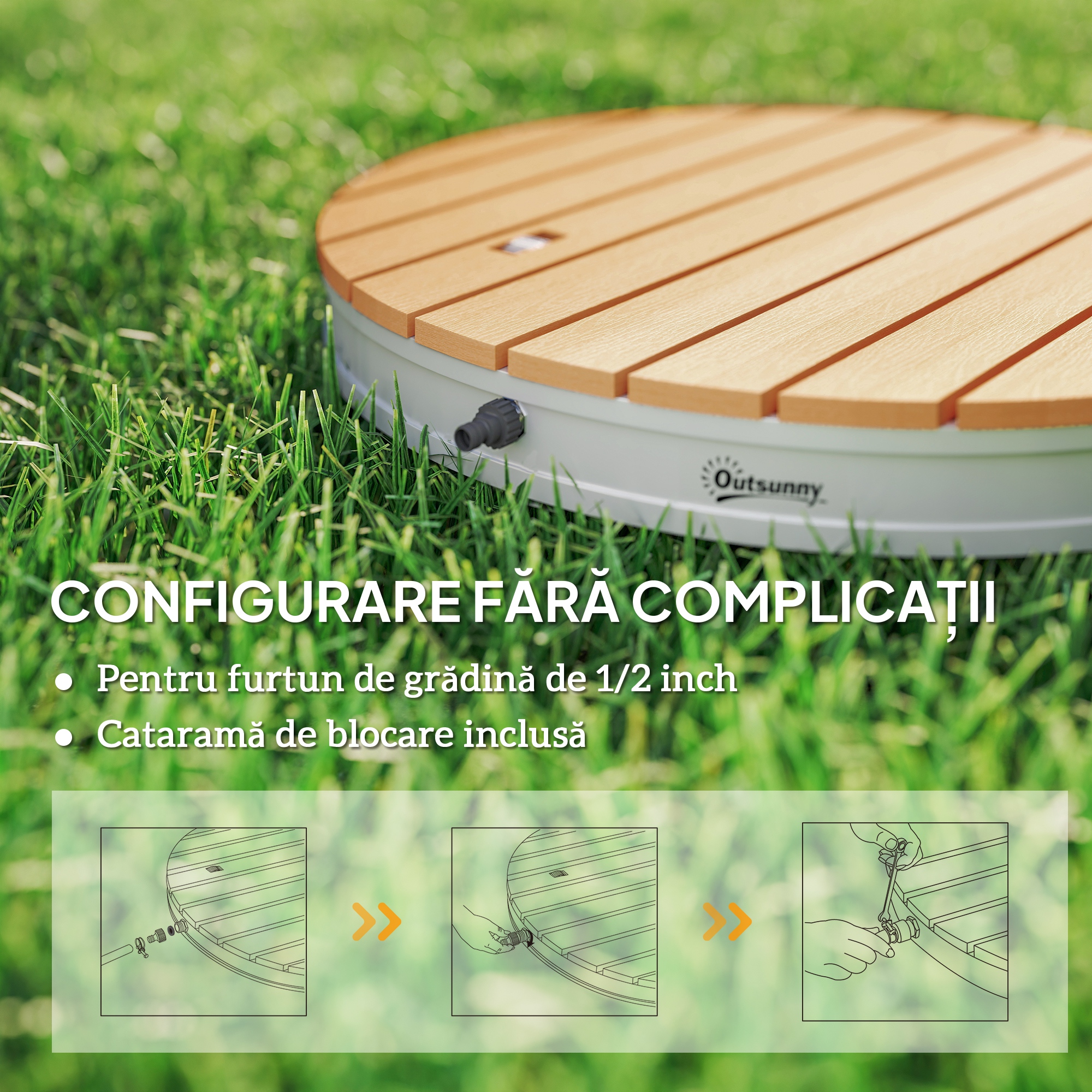  Dus de Gradina Portabil cu inaltime Pana la 4 m si Jeturi de Apa Reglabile, Efect de Lemn [6]