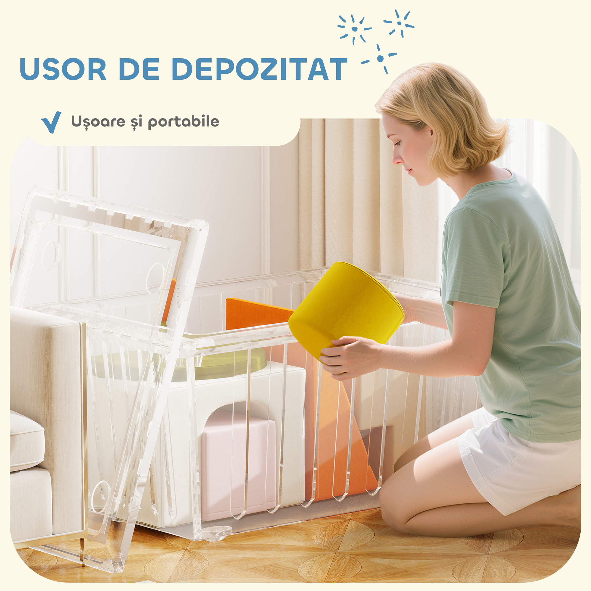  Set 8 Constructii Moi pentru Copii 0-3 Ani de Interior, din Catifea si Spuma PU Portocaliu [5]