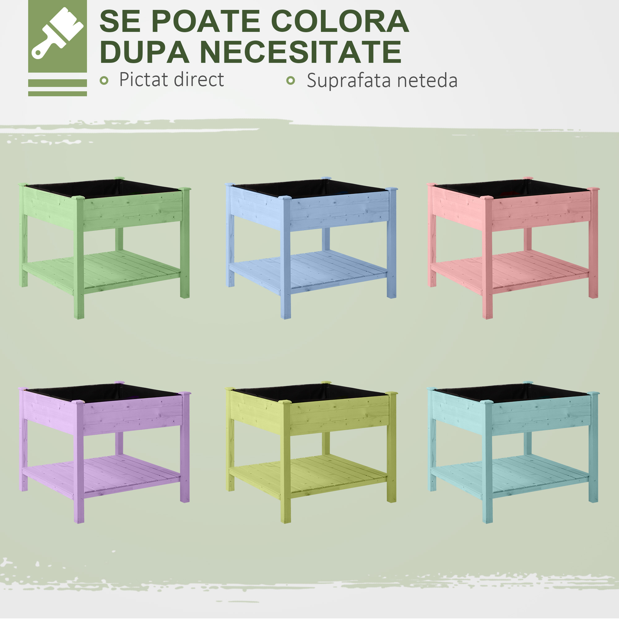  Gradina Flori Acoperis Urban din Lemn cu Husa din Tesatura, 91x91x81cm [6]