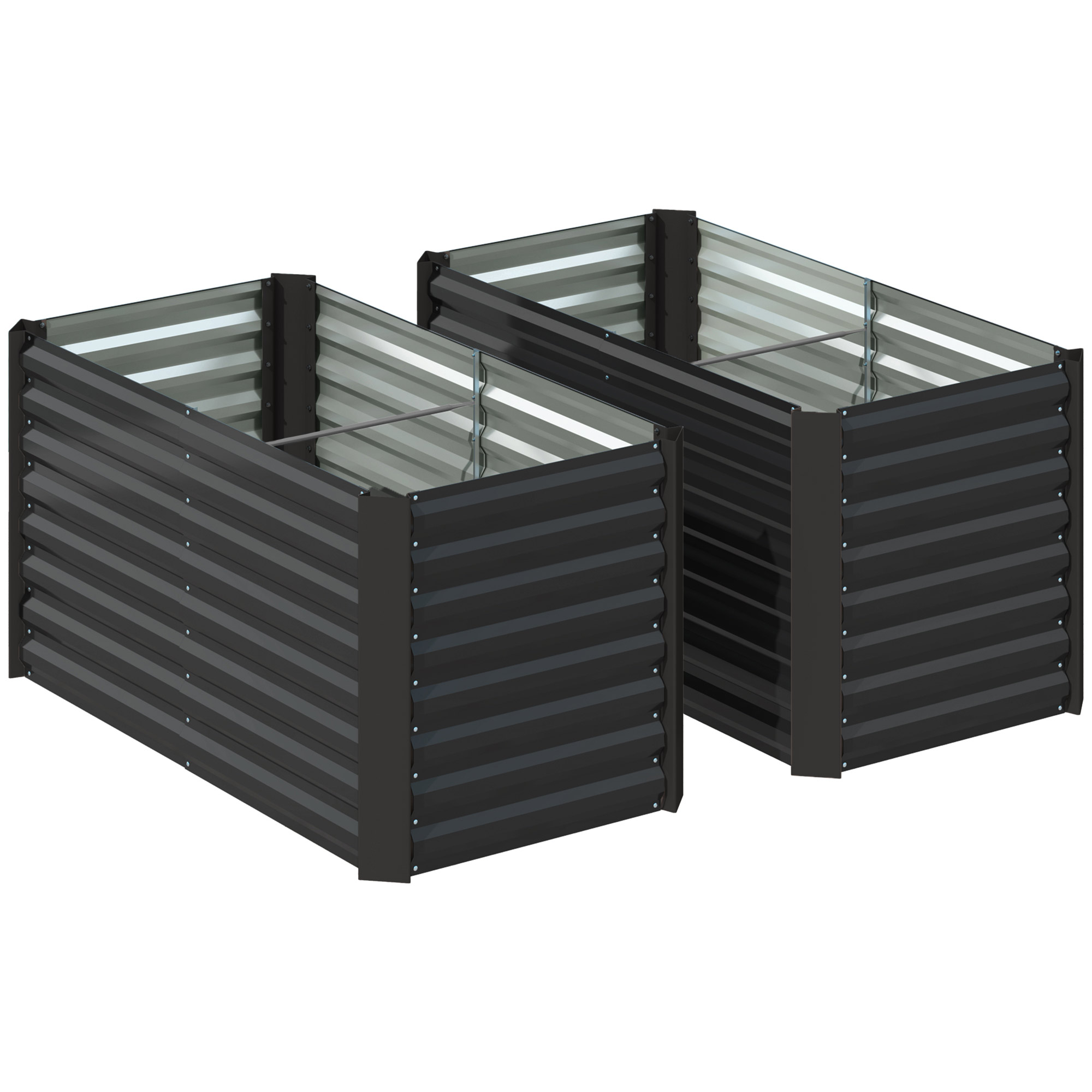Living & hol -  Set 2 Jardiniere Gradina inaltate 120×60×60 cm - Otel Galvanizat