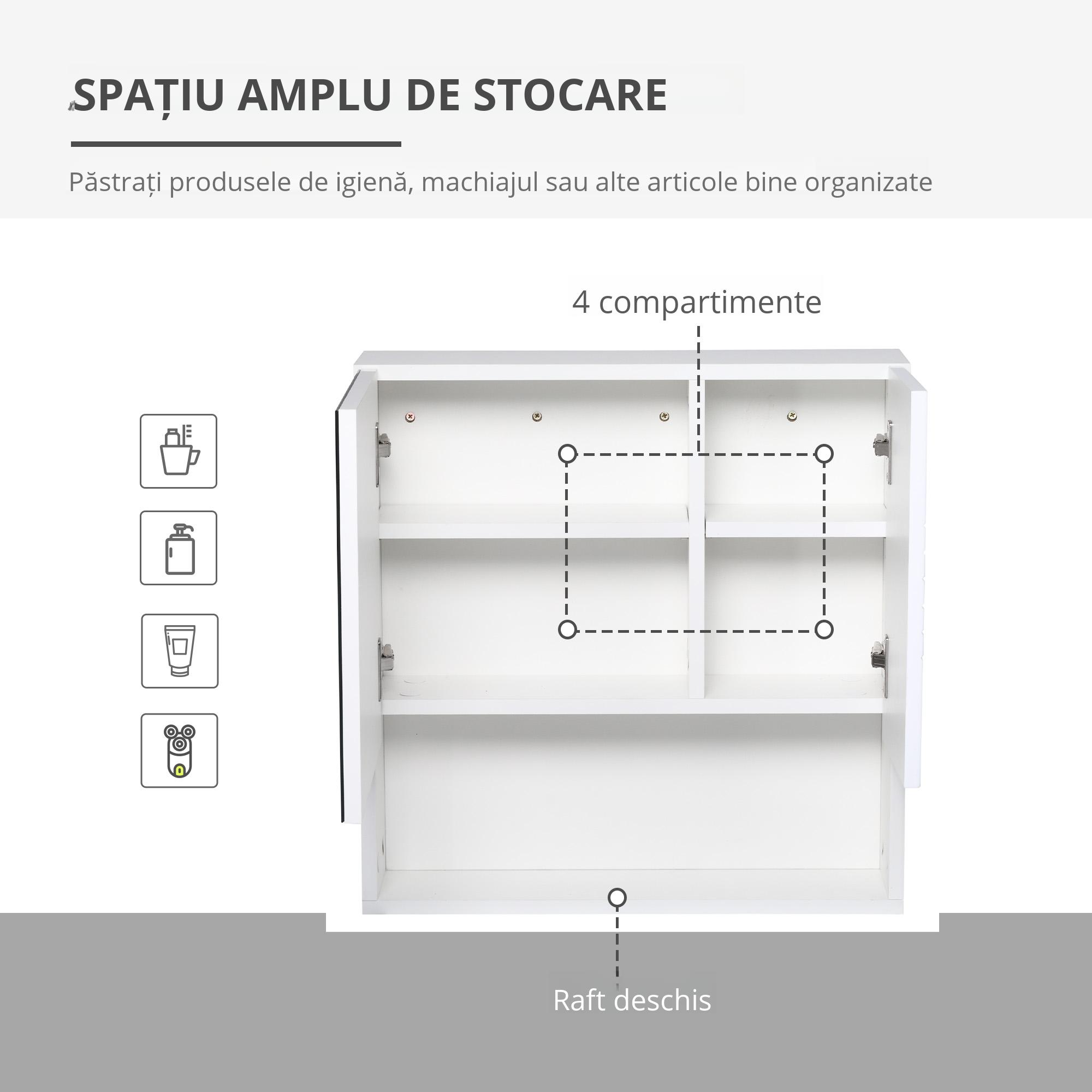  Dulap Baie Suspendat - Cu Oglinda si Rafturi Reglabile [3]