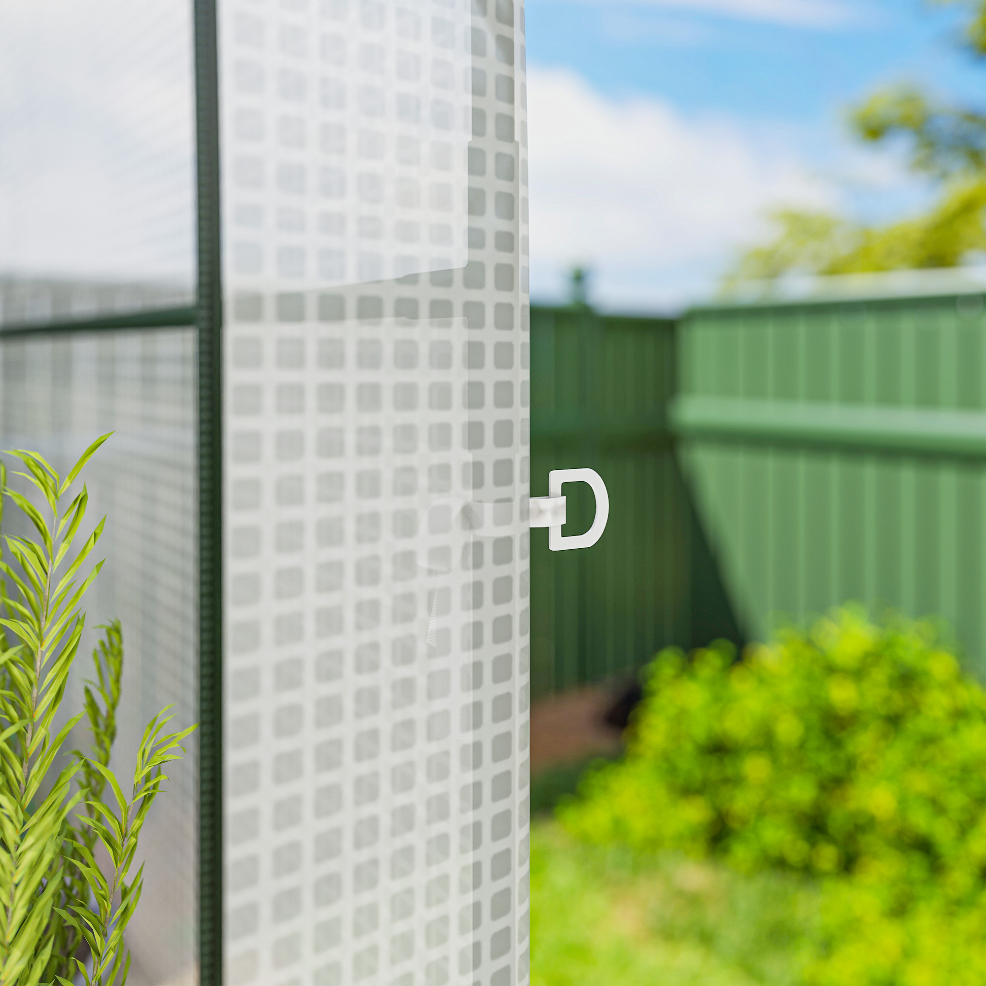  Sera de Gradina cu Rafturi pe 2 Niveluri si Usa Rulabila, Sera pentru Gradina cu Cadru din Otel, Acoperis Anti-UV din PE, pentru Legume, Flori, Plante, 123 x 187 x 189 cm, Alb [8]